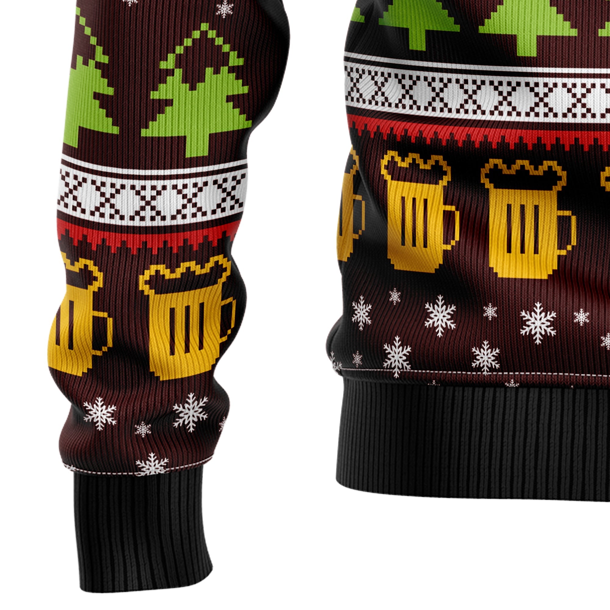 Beer Lover Ugly Christmas Sweater - Time For Beer - Unisex Holiday Party Pullover, Funny Christmas Gift for Men Women