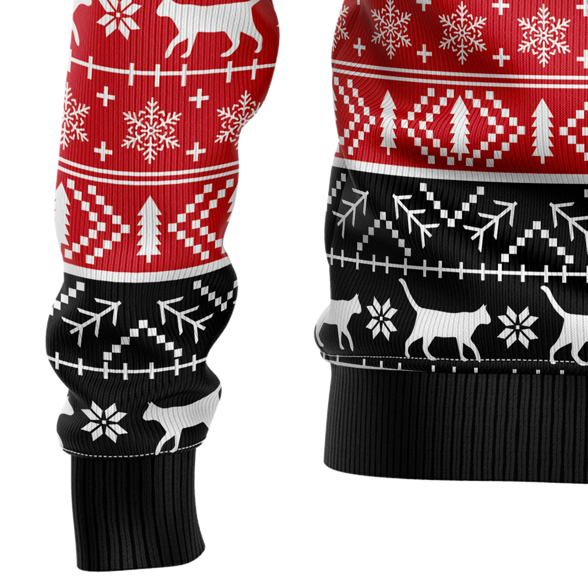 Santa Claws Cat Christmas Sweater - Funny Ugly Christmas Sweater for Men and Women, Unisex Holiday Party Outfit