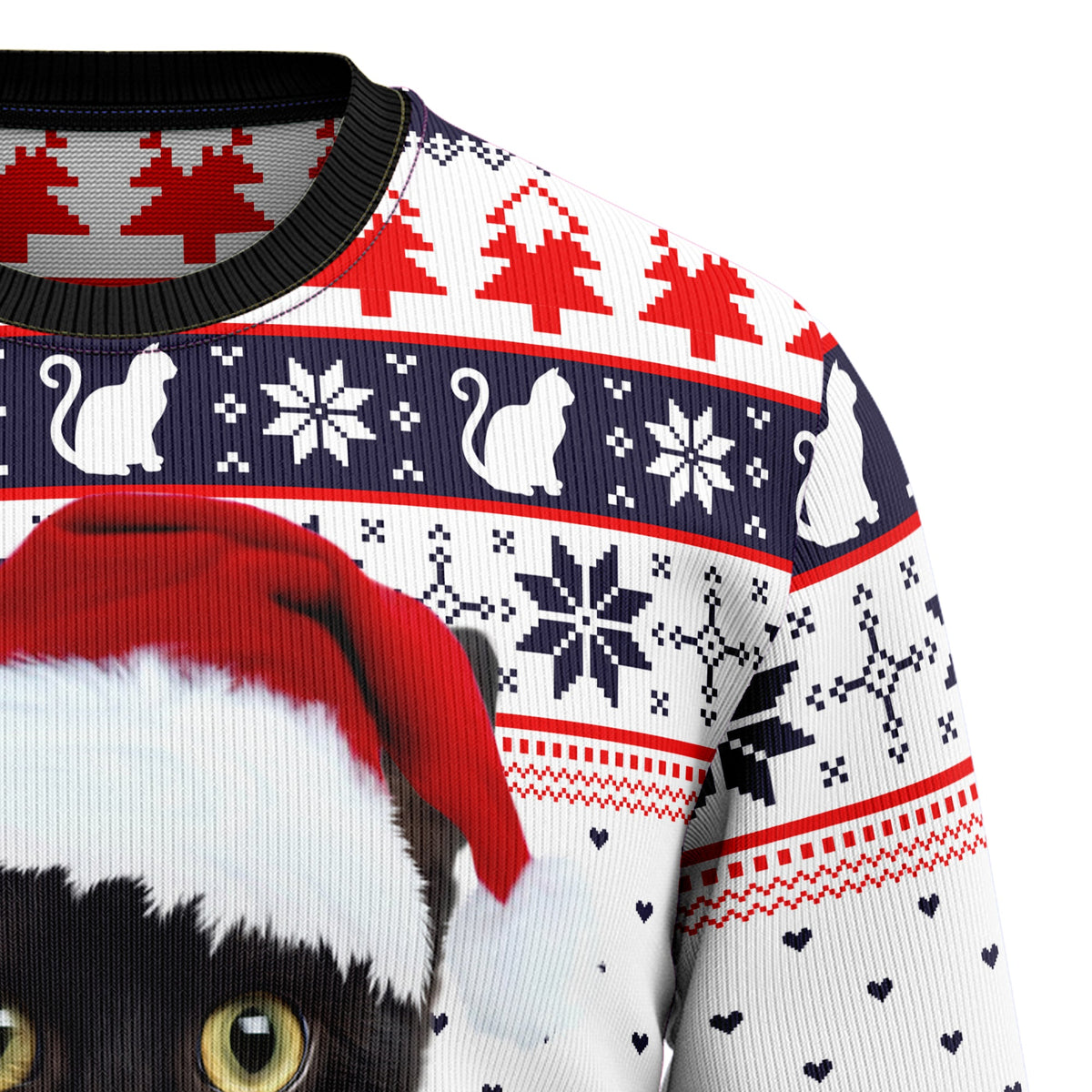 Meowy Christmas Cat Sweater - Funny Ugly Christmas Sweater for Men and Women, Unisex Holiday Party Outfit