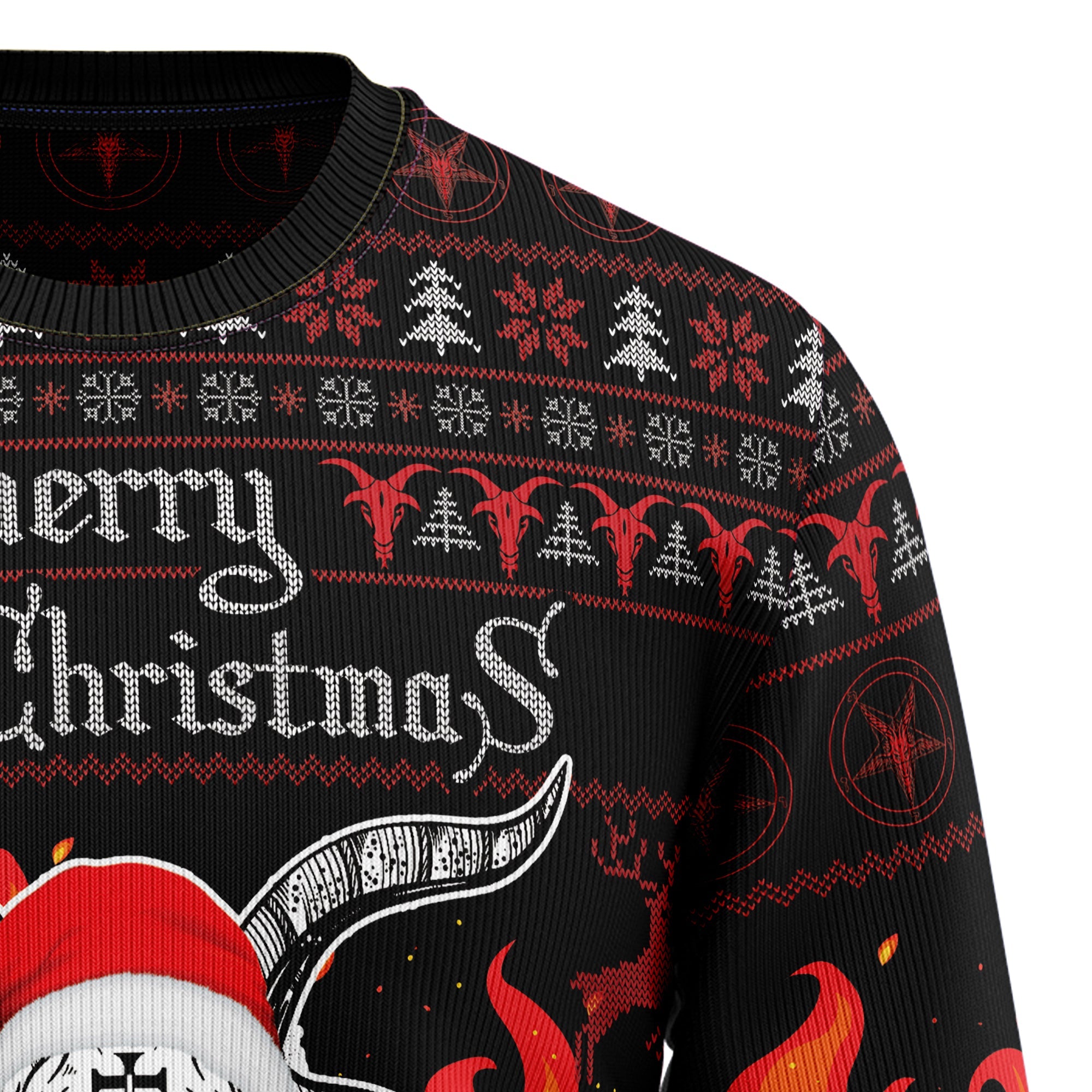 Satan Claus Merry Christmas Hail Satanic Ugly Christmas Sweater - Holiday Party Outfit for Men Women, Funny Xmas Gift