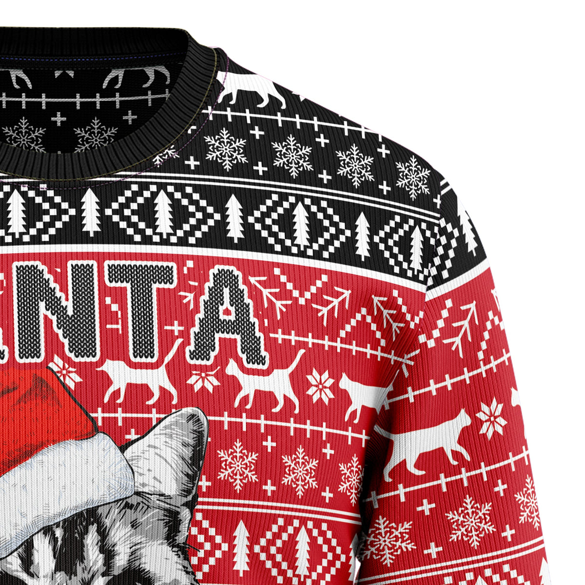 Santa Claws Cat Christmas Sweater - Funny Ugly Christmas Sweater for Men and Women, Unisex Holiday Party Outfit