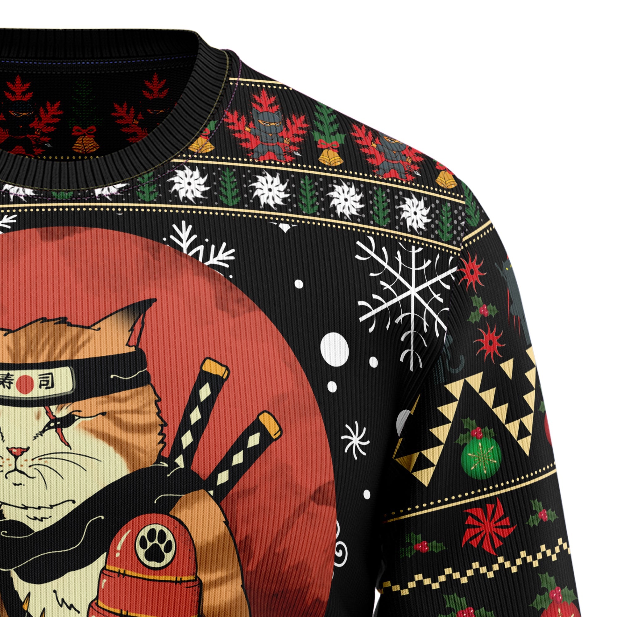 Ninja Cat Ugly Christmas Sweater - Funny Holiday Party Pullover for Men and Women, Festive Christmas Gift 2026