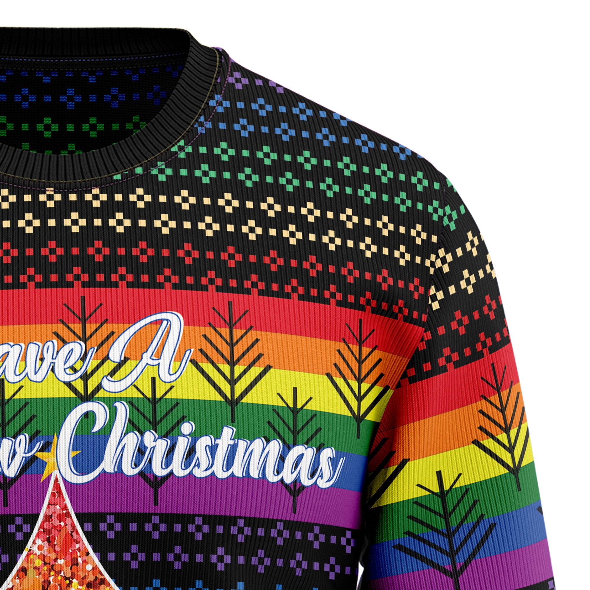 Rainbow Pride Ugly Christmas Sweater - LGBT Rainbow, Unisex Holiday Party Pullover, Funny Christmas Gift for Men Women