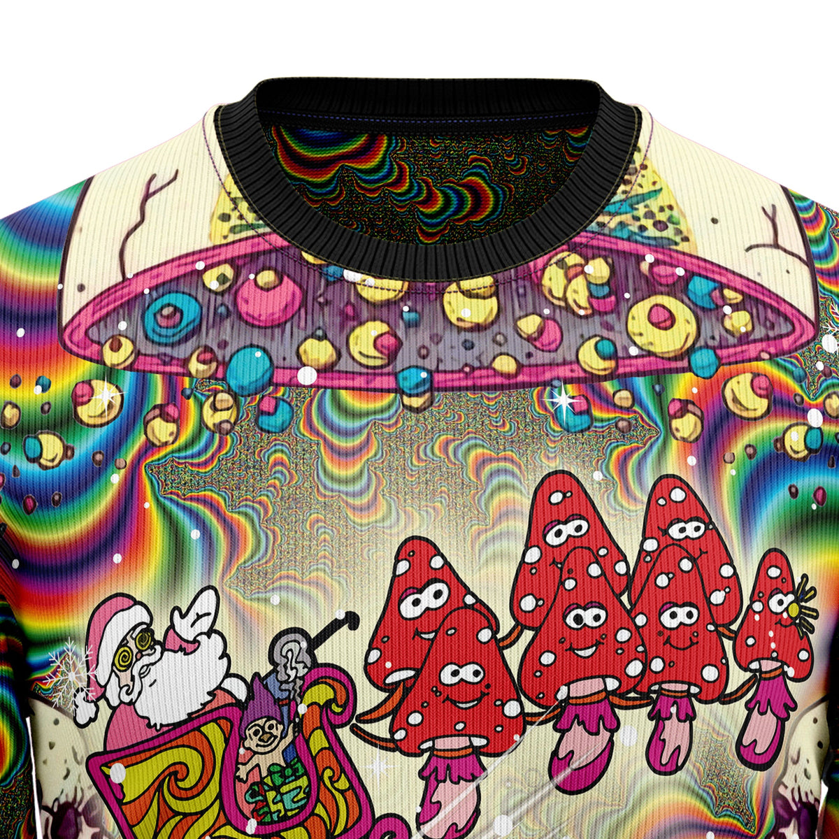 Santa And Mushroom Ugly Christmas Sweater, Mushroom Christmas Sweater, Funny Santa Holiday Gift for Men Women