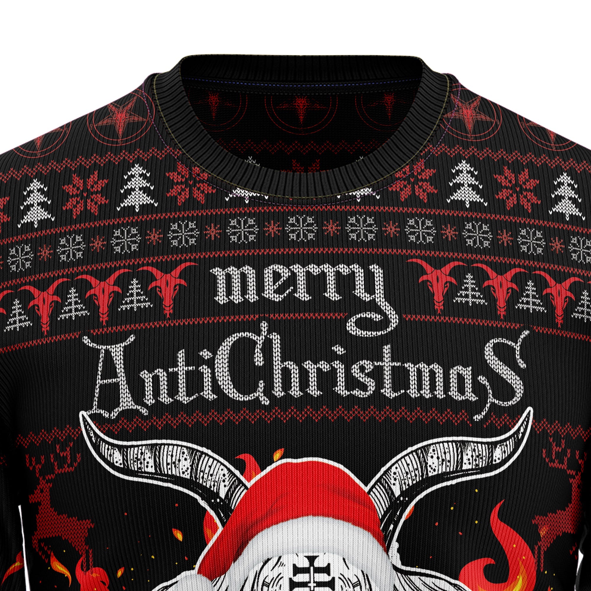 Satan Claus Merry Christmas Hail Satanic Ugly Christmas Sweater - Holiday Party Outfit for Men Women, Funny Xmas Gift