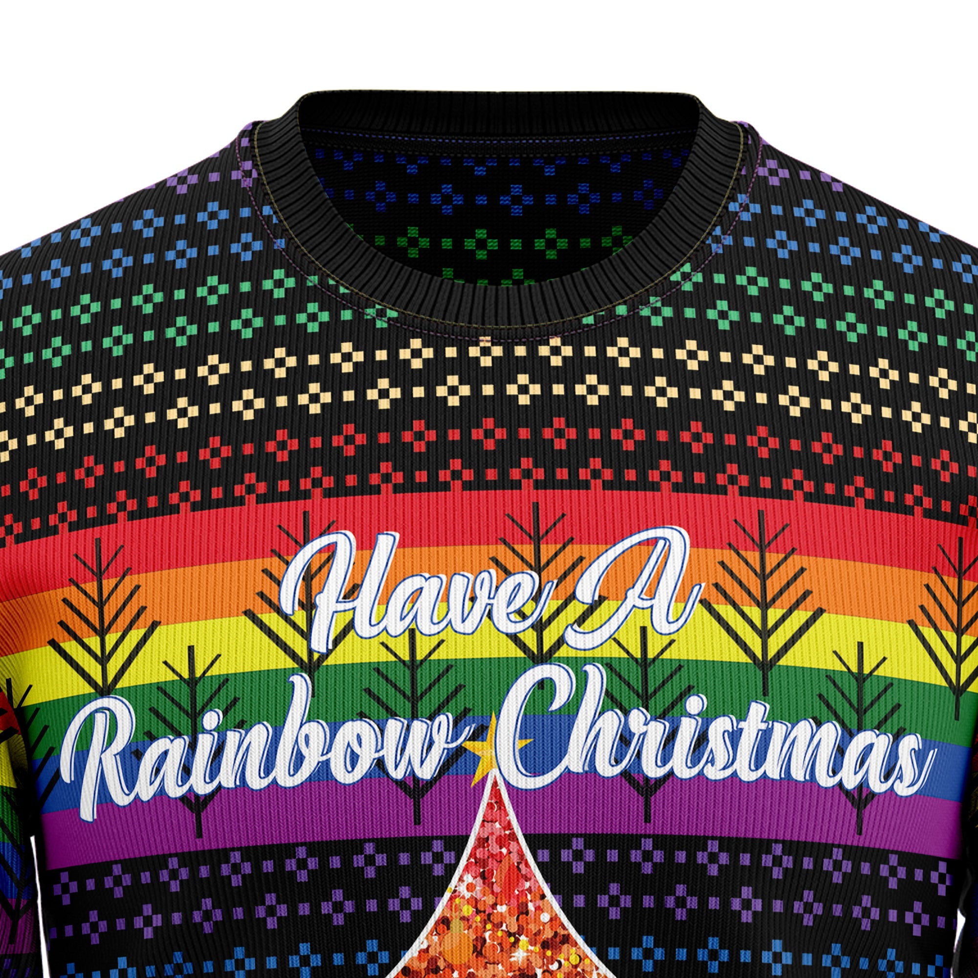 Rainbow Pride Ugly Christmas Sweater - LGBT Rainbow, Unisex Holiday Party Pullover, Funny Christmas Gift for Men Women