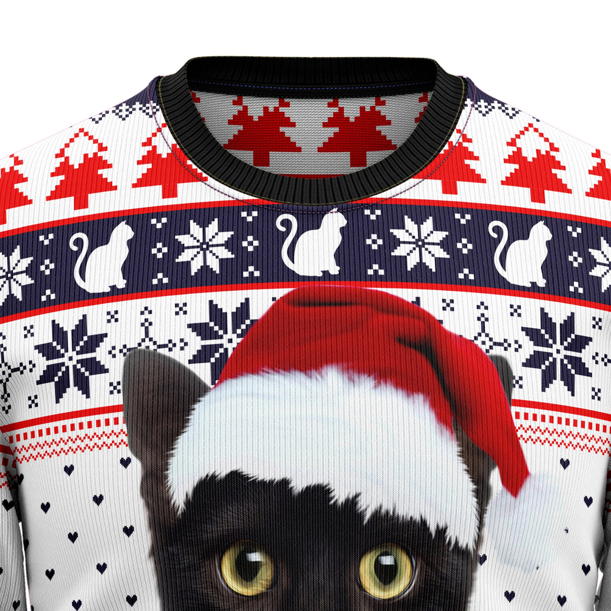 Meowy Christmas Cat Sweater - Funny Ugly Christmas Sweater for Men and Women, Unisex Holiday Party Outfit
