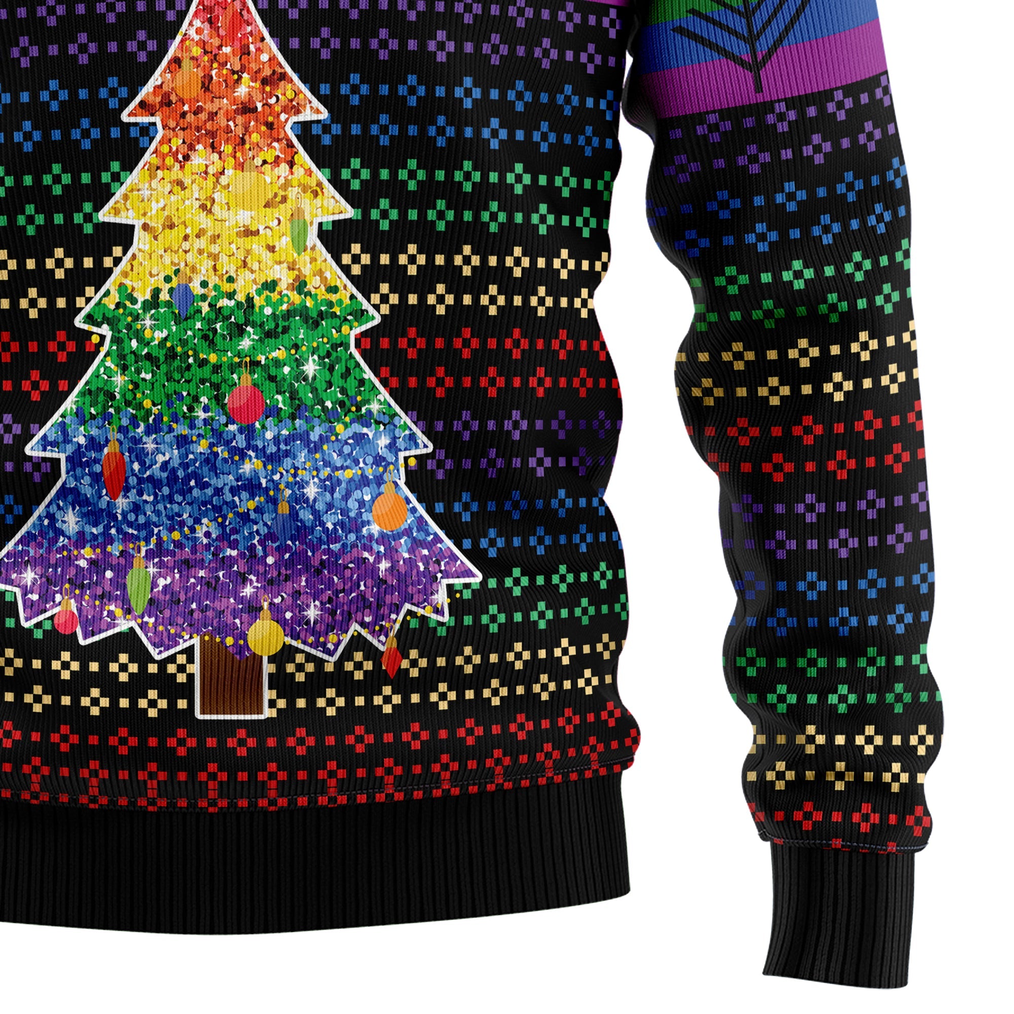 Rainbow Pride Ugly Christmas Sweater - LGBT Rainbow, Unisex Holiday Party Pullover, Funny Christmas Gift for Men Women