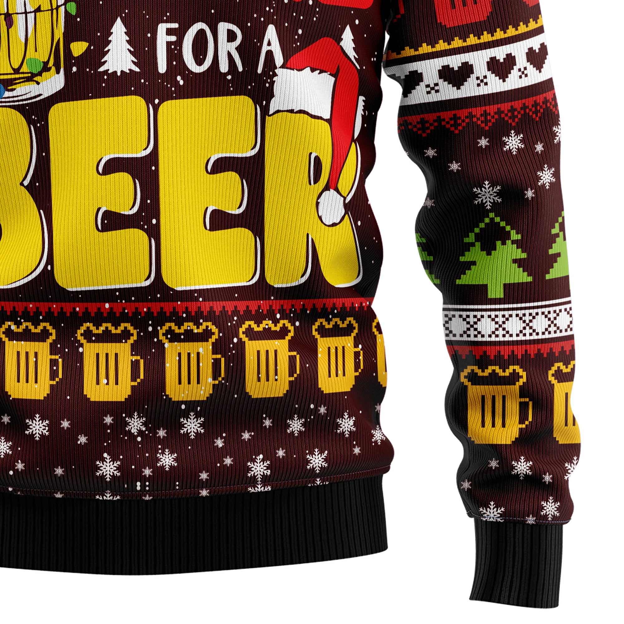 Beer Lover Ugly Christmas Sweater - Time For Beer - Unisex Holiday Party Pullover, Funny Christmas Gift for Men Women