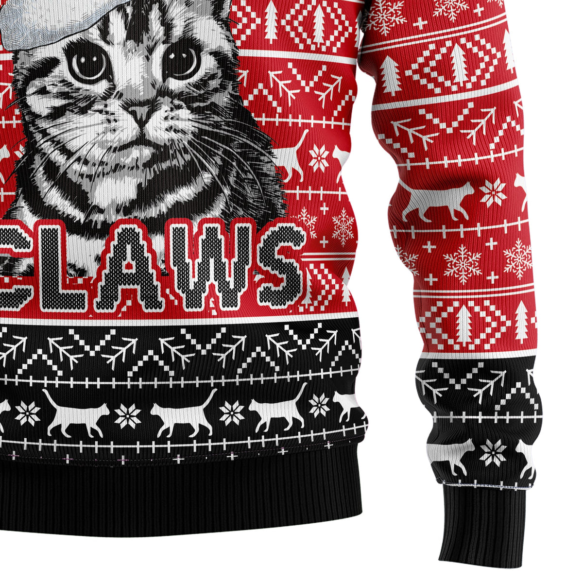Santa Claws Cat Christmas Sweater - Funny Ugly Christmas Sweater for Men and Women, Unisex Holiday Party Outfit