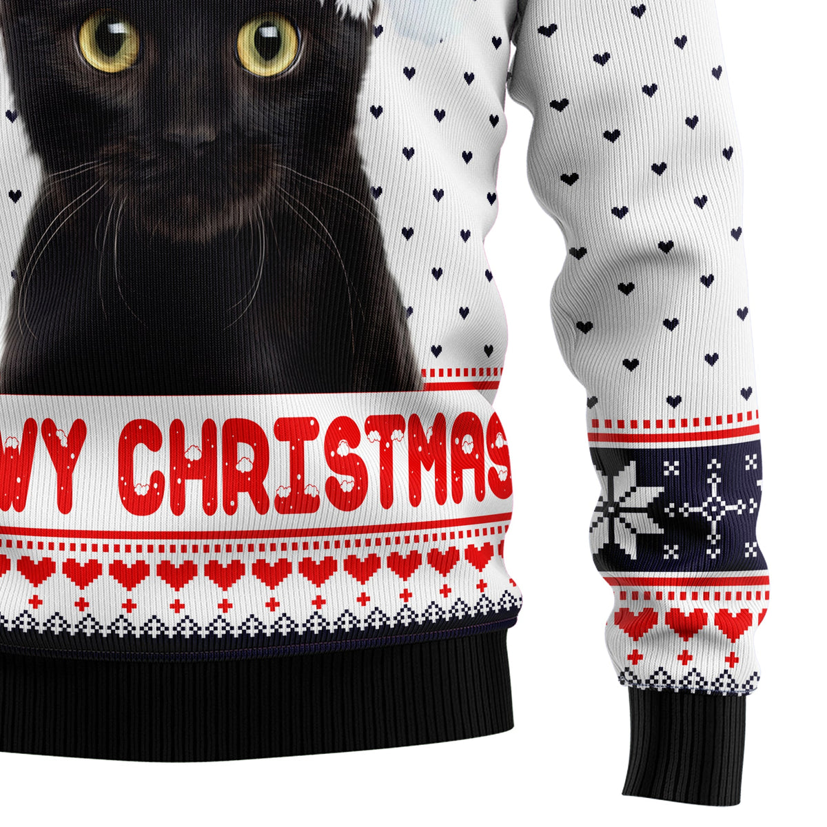 Meowy Christmas Cat Sweater - Funny Ugly Christmas Sweater for Men and Women, Unisex Holiday Party Outfit