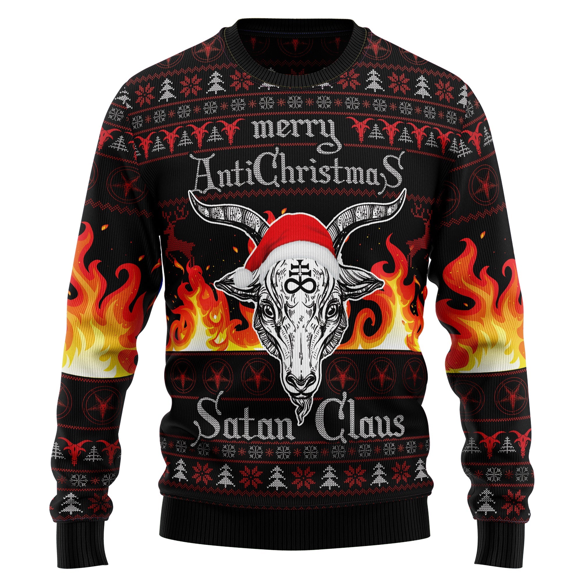 Satan Claus Merry Christmas Hail Satanic Ugly Christmas Sweater - Holiday Party Outfit for Men Women, Funny Xmas Gift