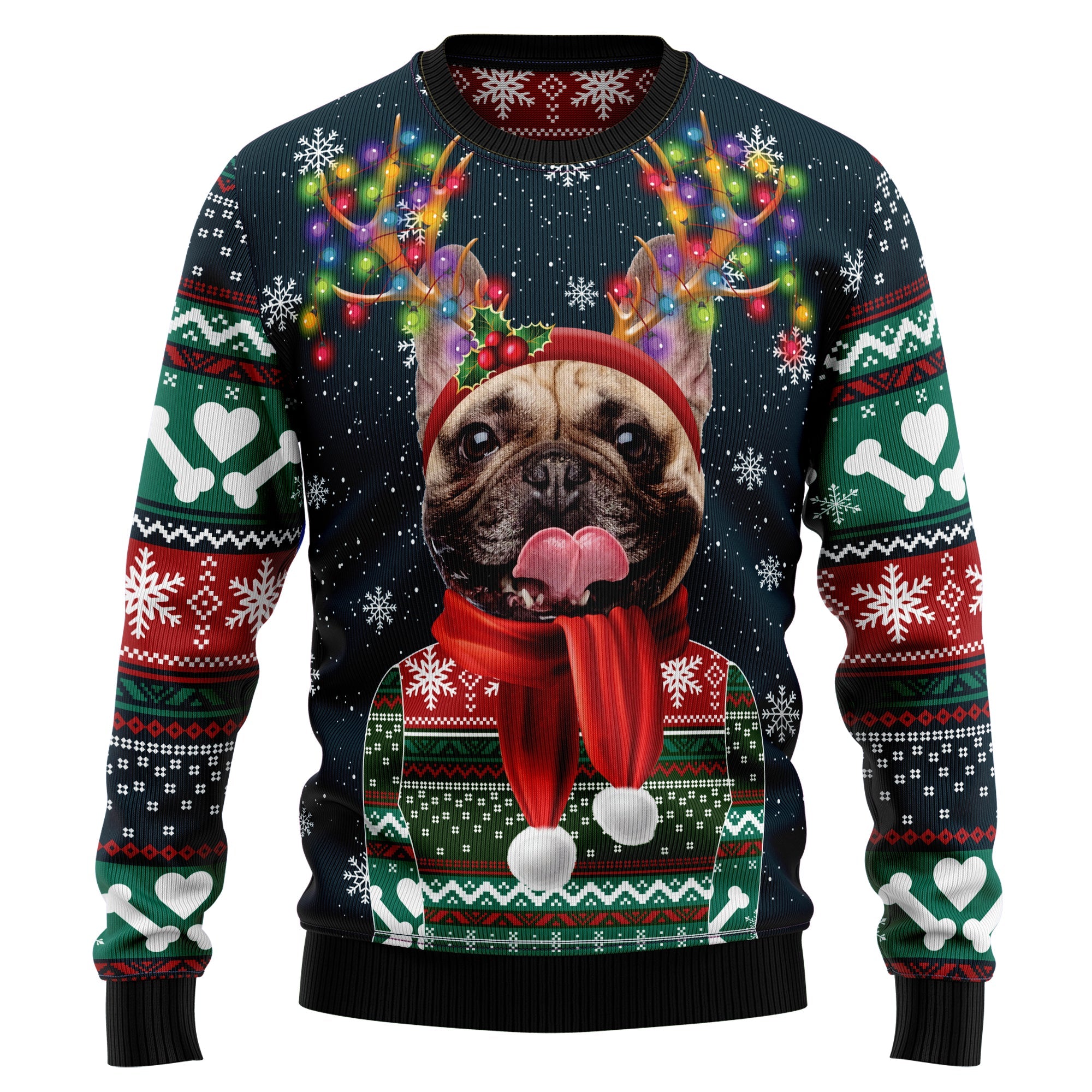 Cool French Bulldog Ugly Christmas Sweater, Funny Holiday Party Pullover for Men and Women, Festive Christmas Gift 2026