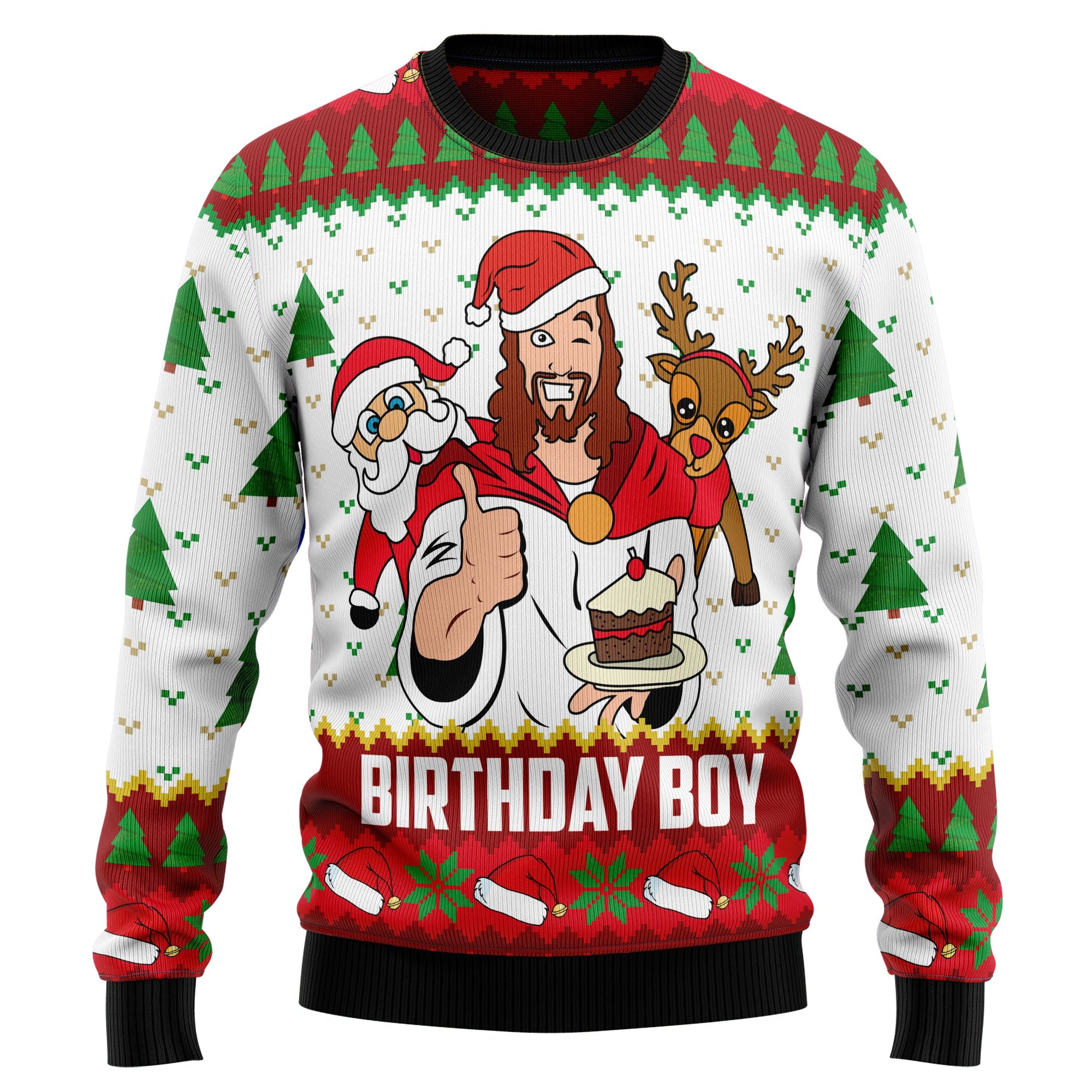Jesus Birthday Boy Ugly Christmas Sweater, Funny Holiday Party Pullover for Men and Women, Festive Christmas Gift 2026