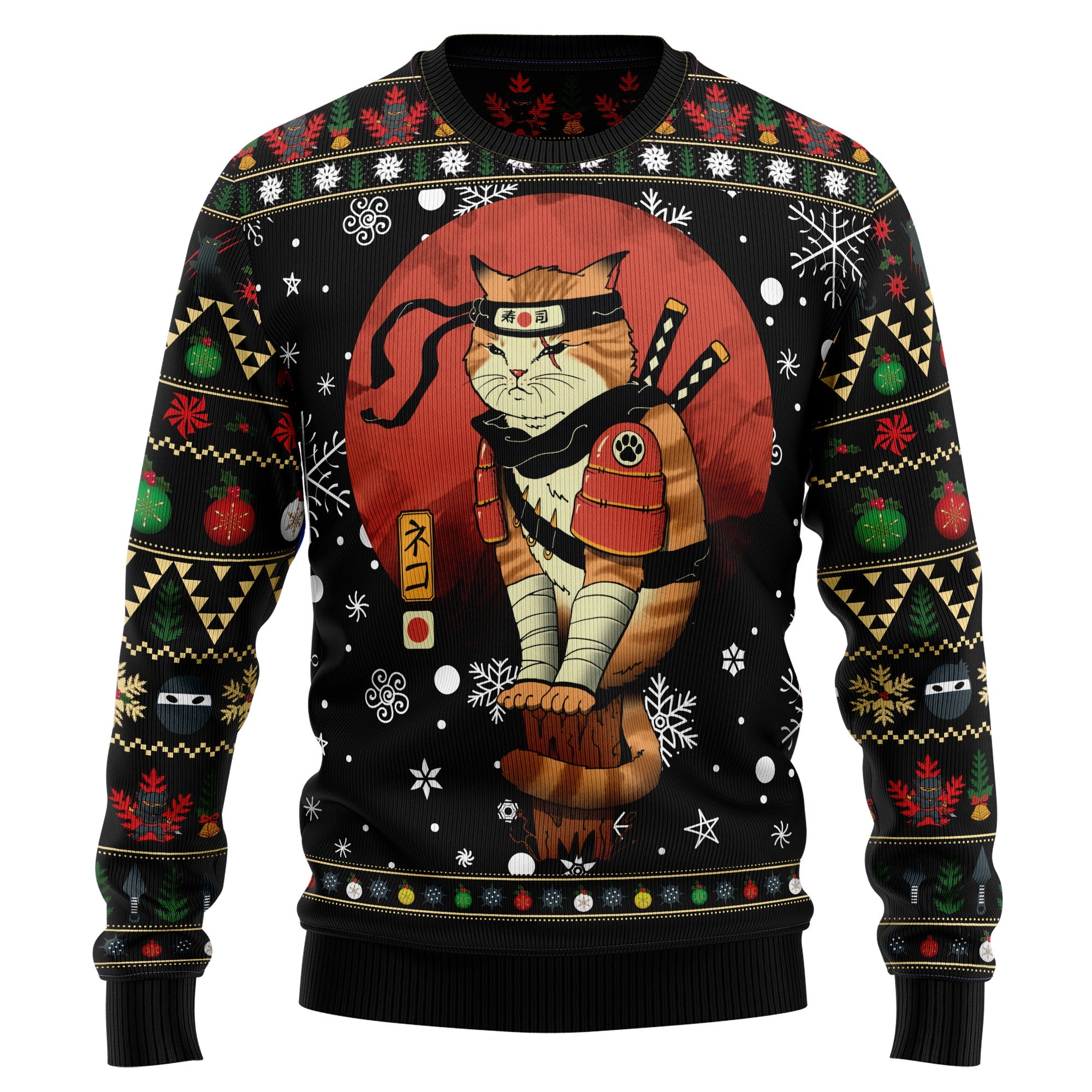 Ninja Cat Ugly Christmas Sweater - Funny Holiday Party Pullover for Men and Women, Festive Christmas Gift 2026