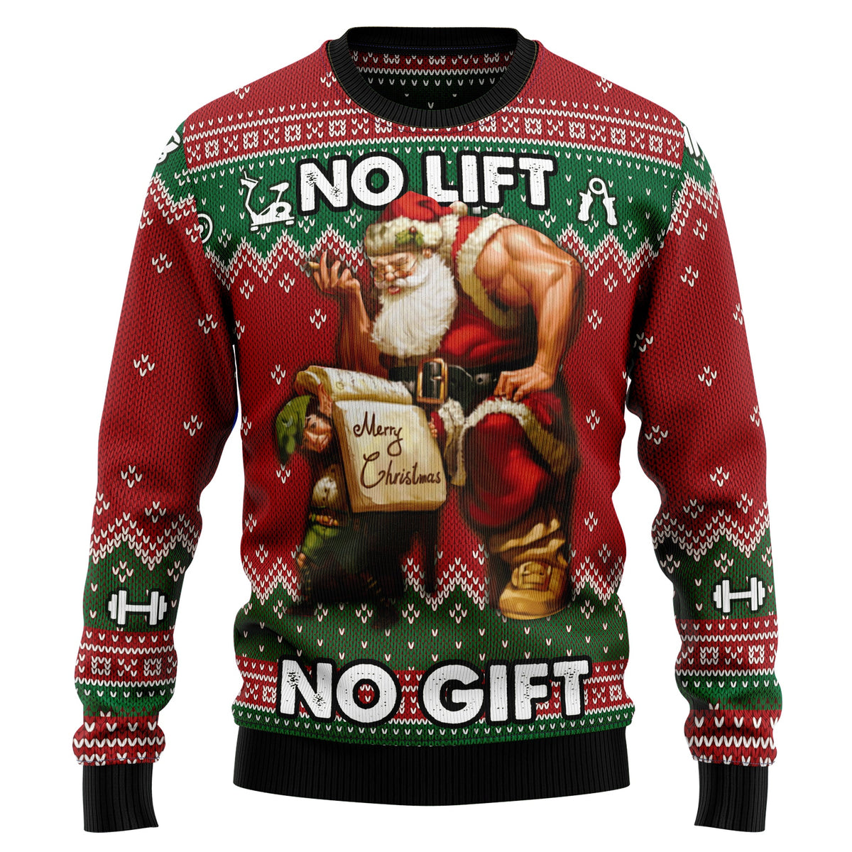 No Lift No Gift Ugly Christmas Sweater, Weightlifting Christmas Sweater, Gym Lover Holiday Gift for Men Women