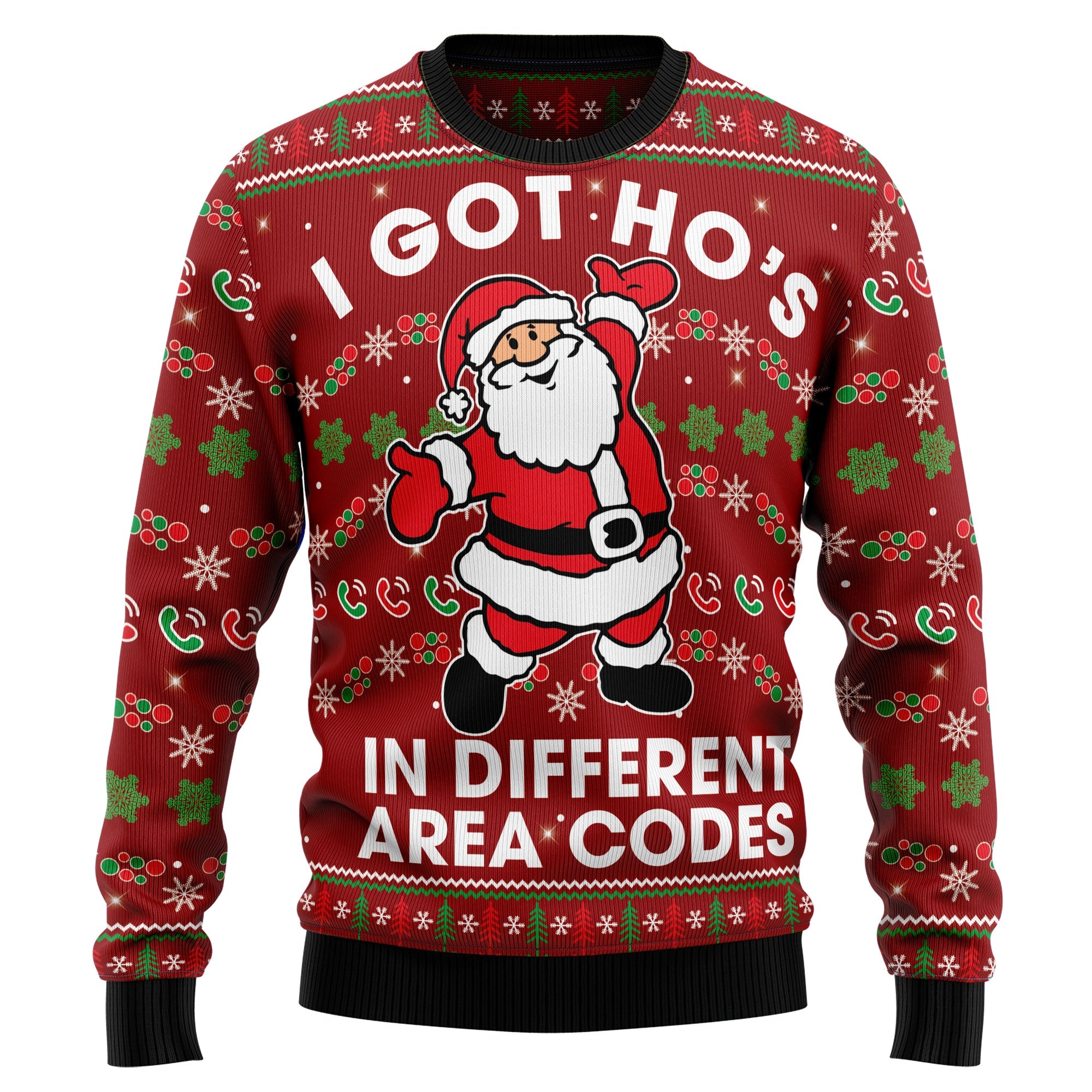 I Got Ho's In Different Area Codes Ugly Christmas Sweater, Funny Holiday Party Outfit for Men and Women, Xmas Gift 2026