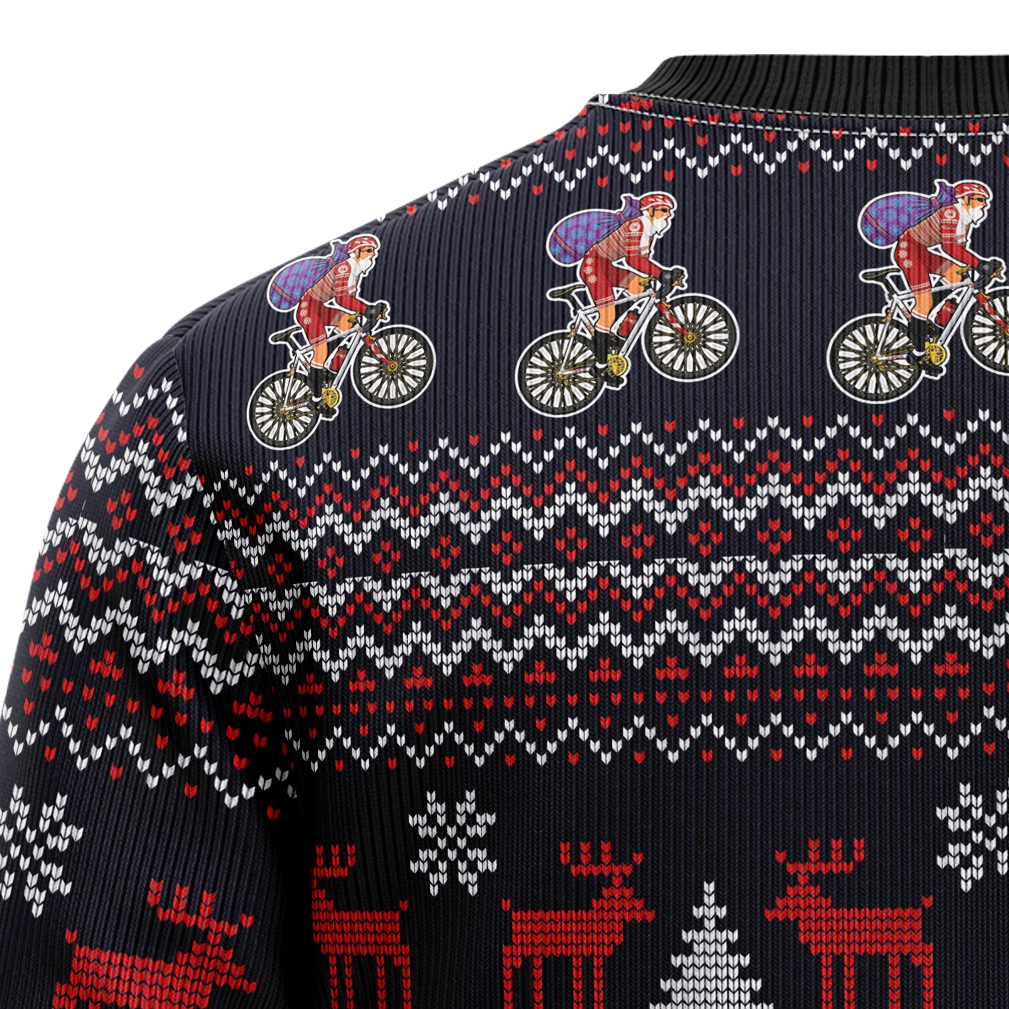 Satan Claus on Mountain Bike Ugly Christmas Sweater, Unisex Holiday Party Pullover, Funny Christmas Gift for Men Women