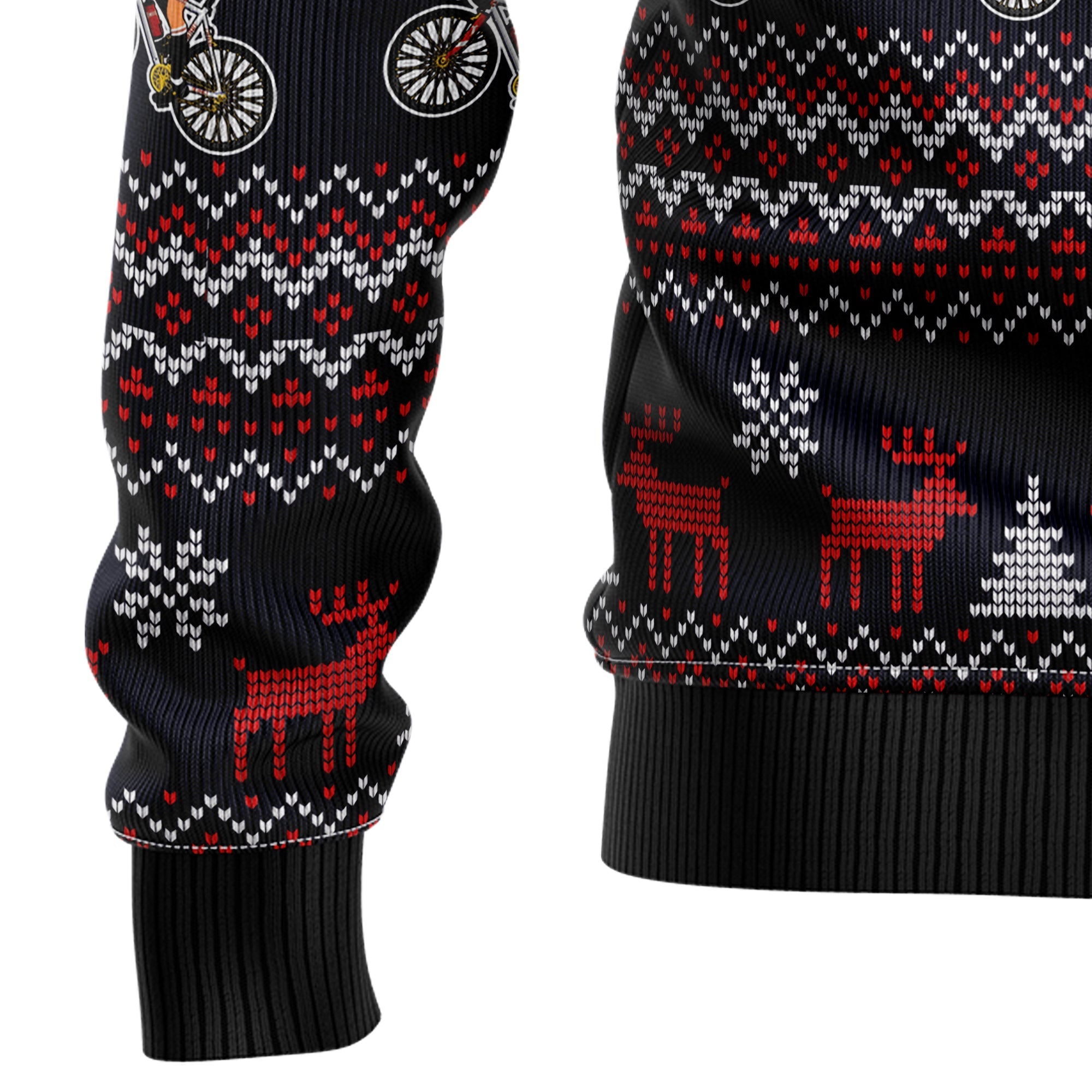 Satan Claus on Mountain Bike Ugly Christmas Sweater, Unisex Holiday Party Pullover, Funny Christmas Gift for Men Women