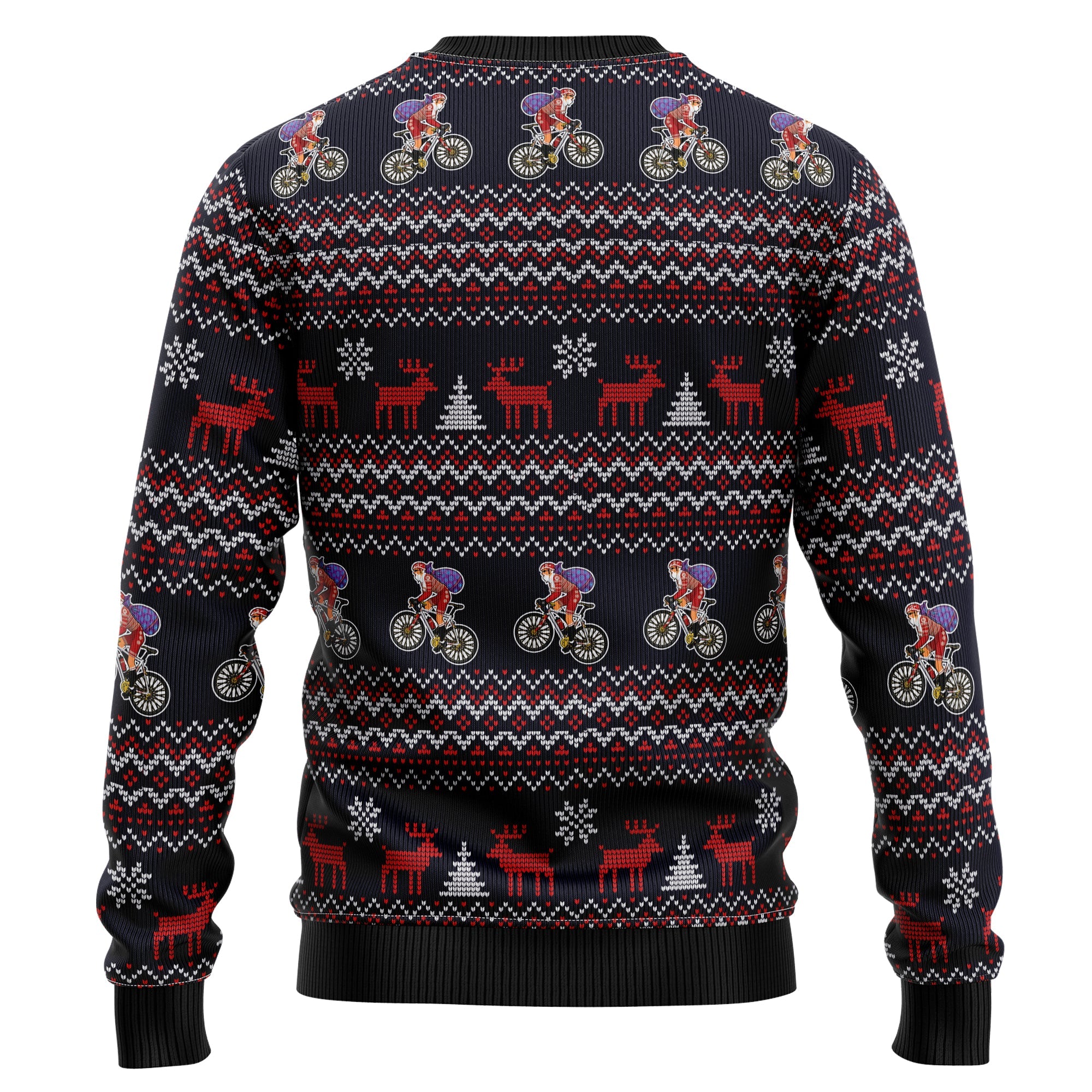 Satan Claus on Mountain Bike Ugly Christmas Sweater, Unisex Holiday Party Pullover, Funny Christmas Gift for Men Women