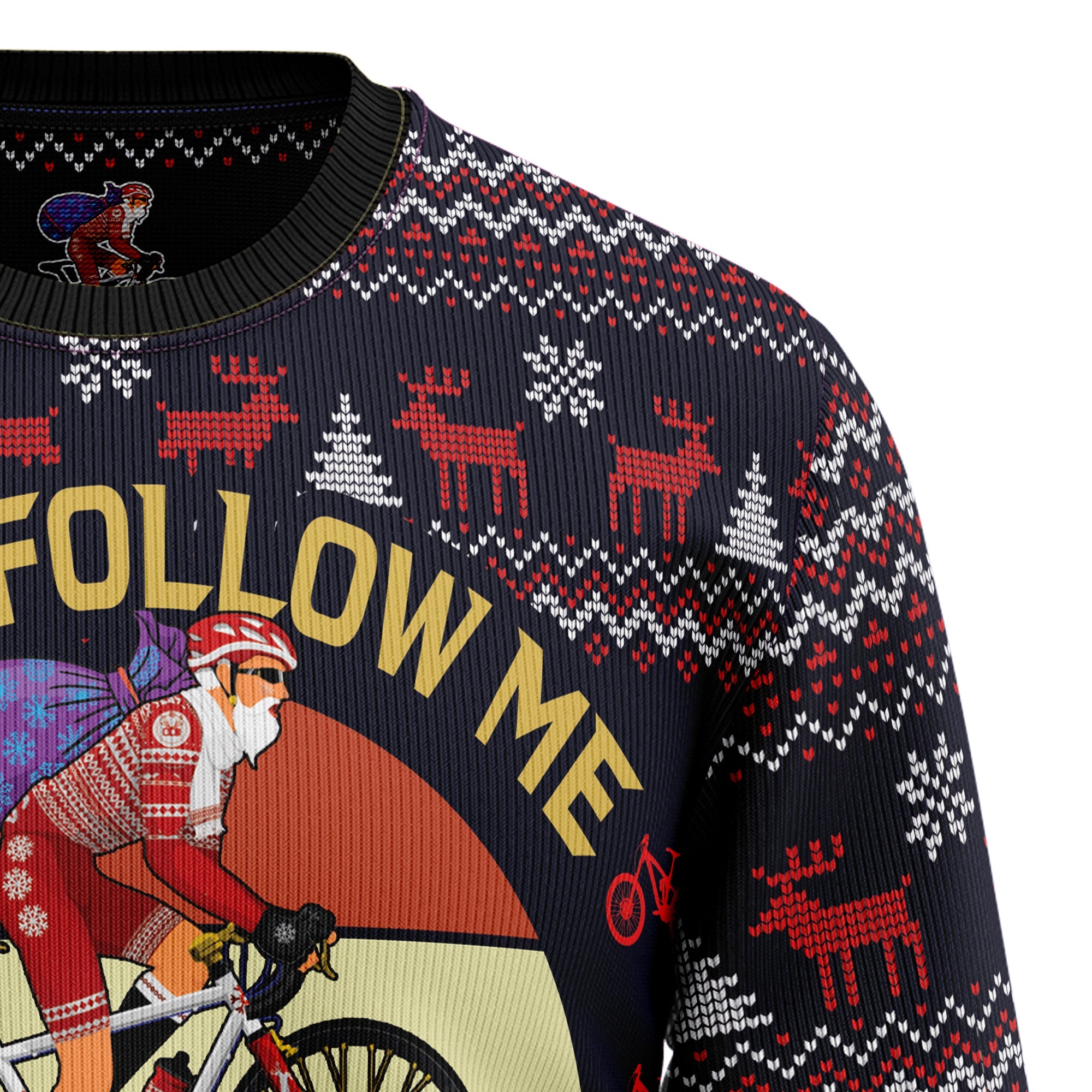 Satan Claus on Mountain Bike Ugly Christmas Sweater, Unisex Holiday Party Pullover, Funny Christmas Gift for Men Women