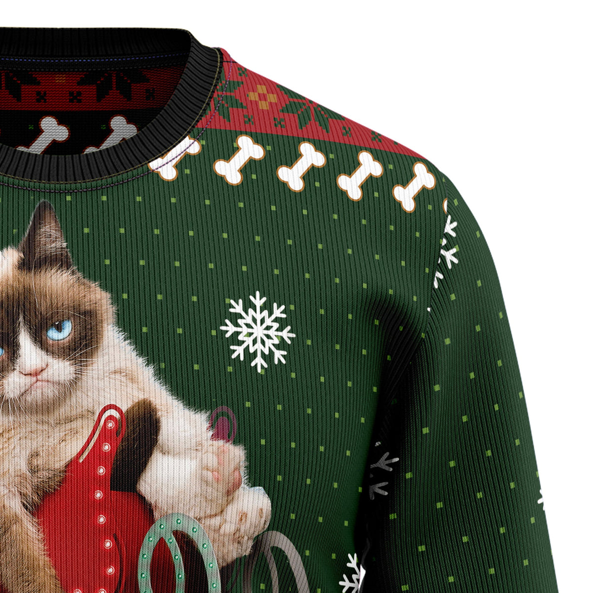 Grumpy Cat Christmas Sweater - Funny Ugly Christmas Sweater for Men and Women, Unisex Holiday Party Outfit
