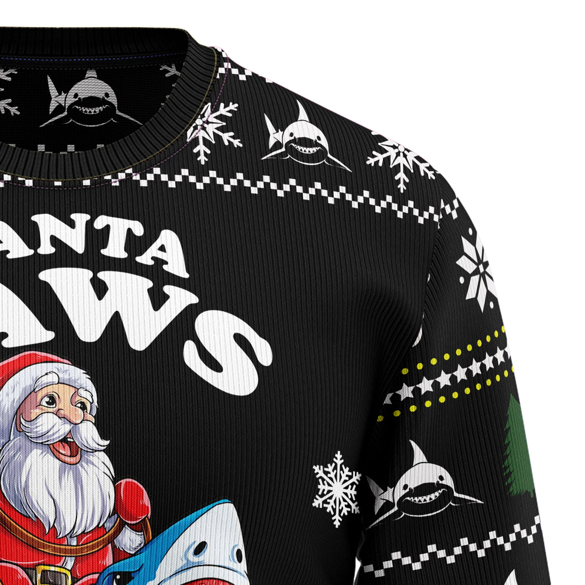 Santa Jaws Shark Christmas Sweater - Funny Ugly Christmas Sweater for Men and Women, Unisex Holiday Party Outfit