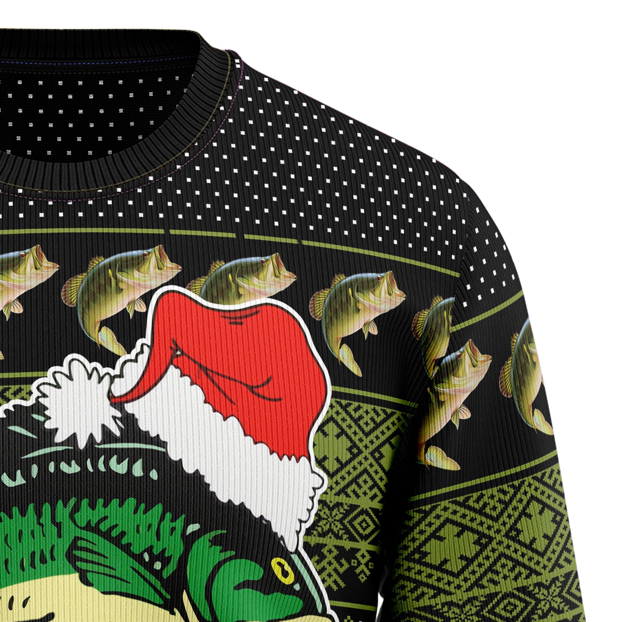 Fishing Merry Fishmas Ugly Christmas Sweater - Unisex Holiday Party Pullover, Funny Christmas Gift for Men Women