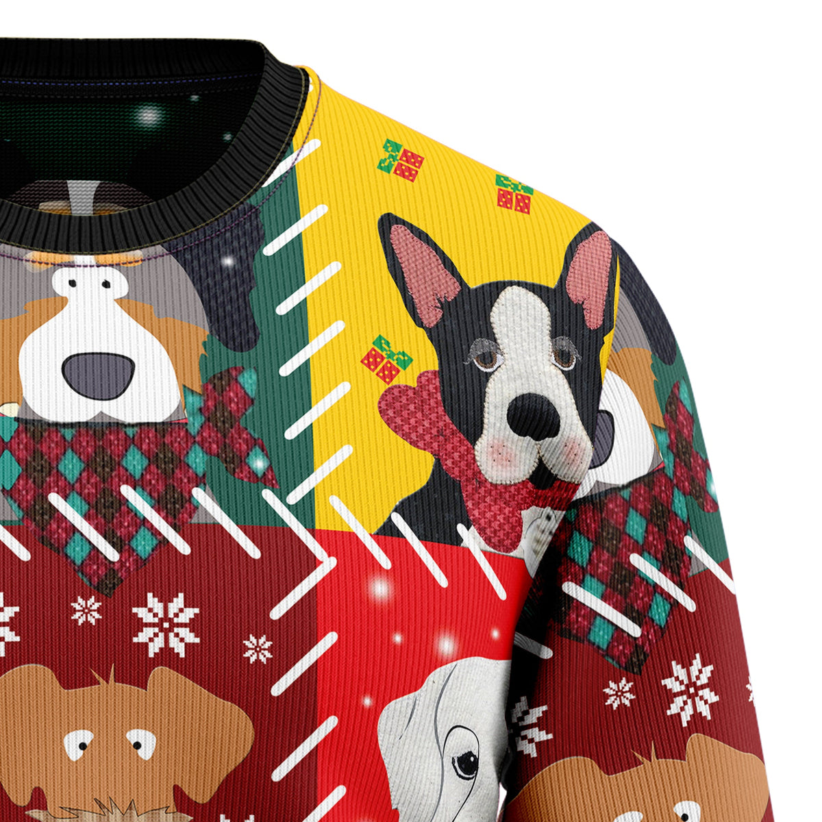 Dog Face Christmas Sweater - Funny Ugly Christmas Sweater for Men and Women, Unisex Holiday Party Outfit
