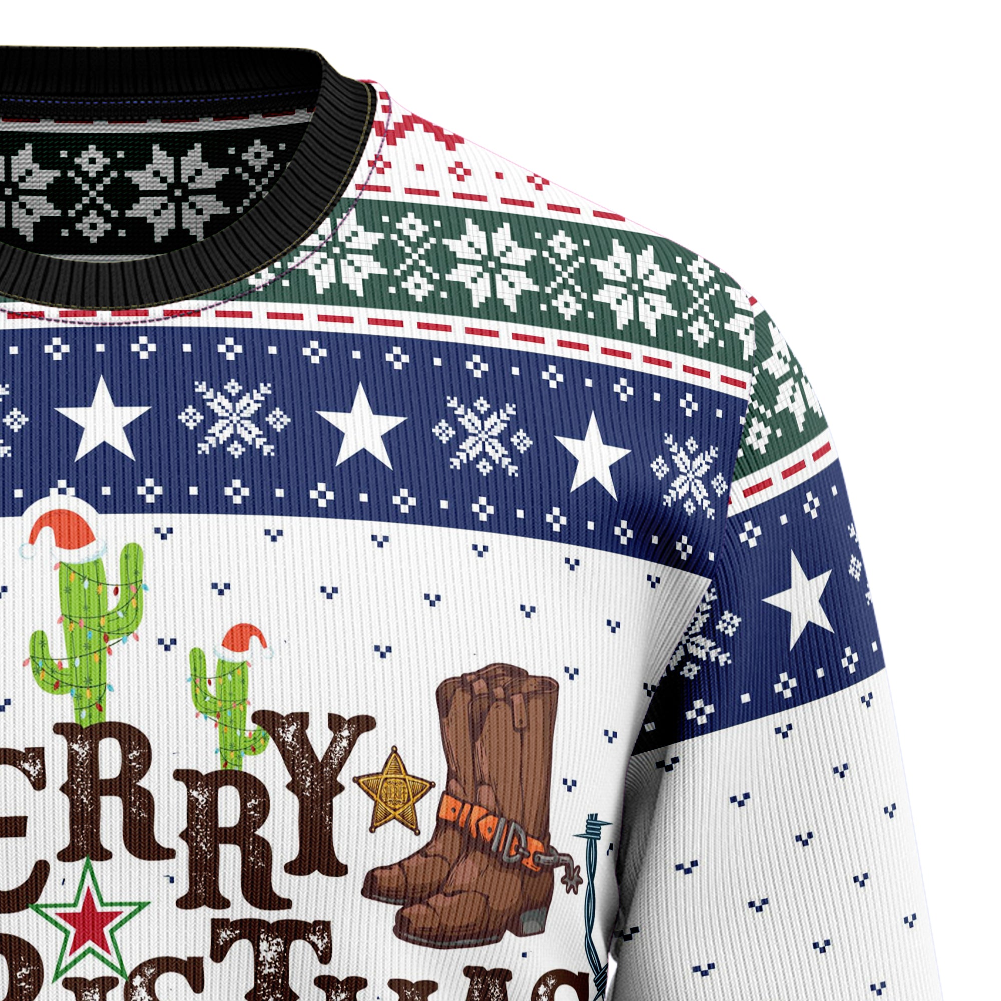 Texas Merry Christmas Ugly Sweater, Funny Western Christmas Sweater for Texans, Holiday Party Gift for Cowboys and Country Fans