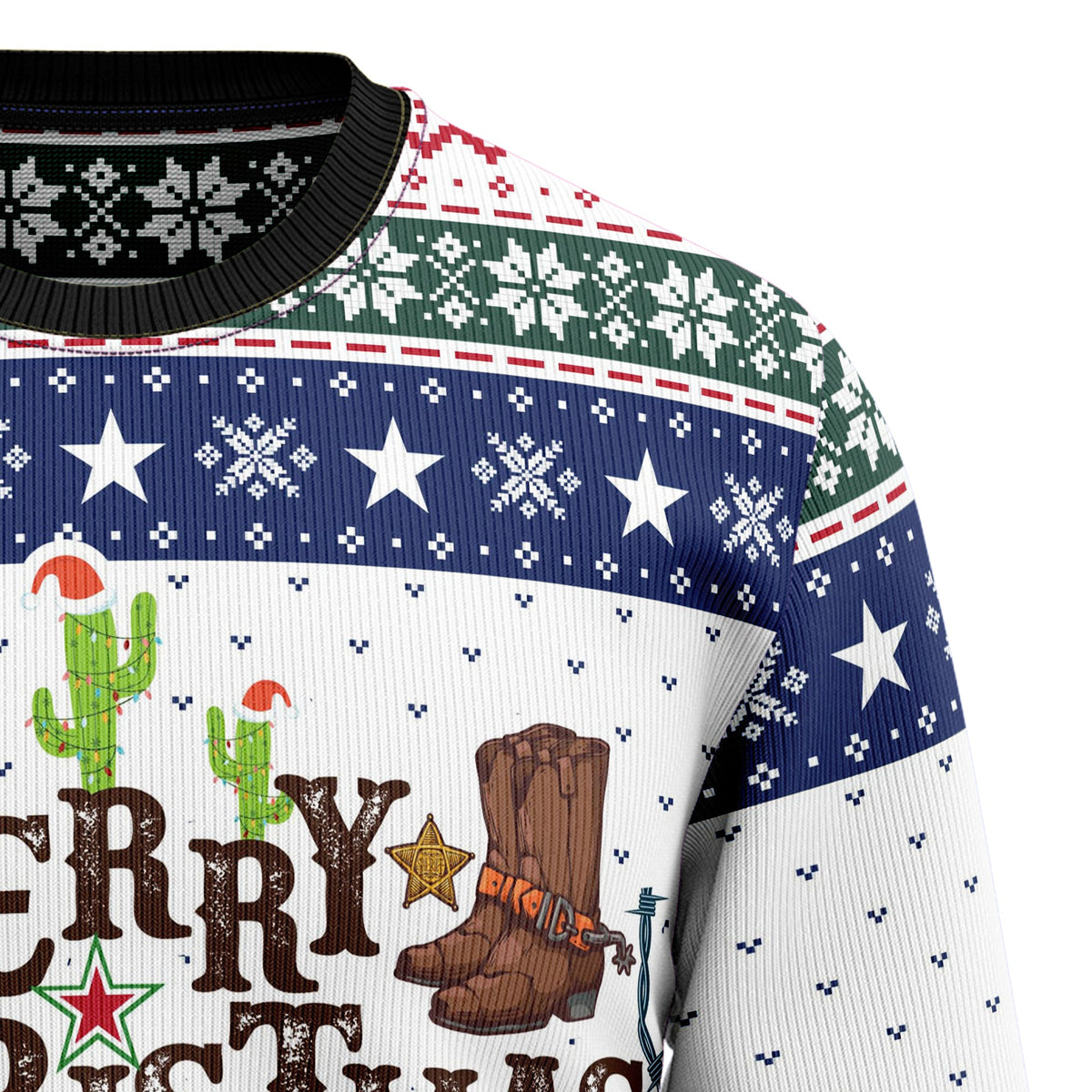 Texas Merry Christmas Ugly Sweater, Funny Western Christmas Sweater for Texans, Holiday Party Gift for Cowboys and Country Fans