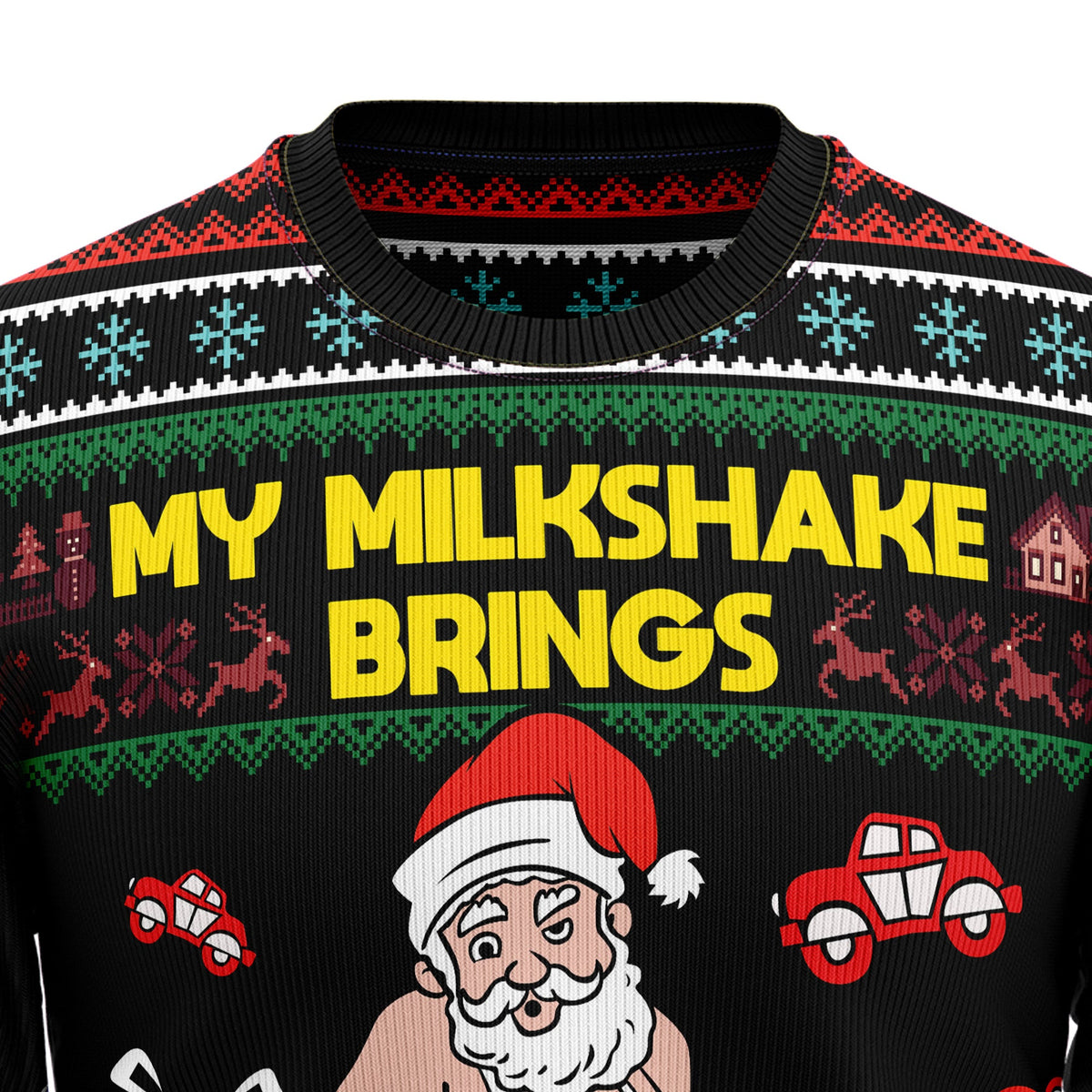 My Milkshake Brings Christmas Ugly Sweater, Funny Holiday Sweater for Adults, Cute Christmas Party Gift for Friends and Family