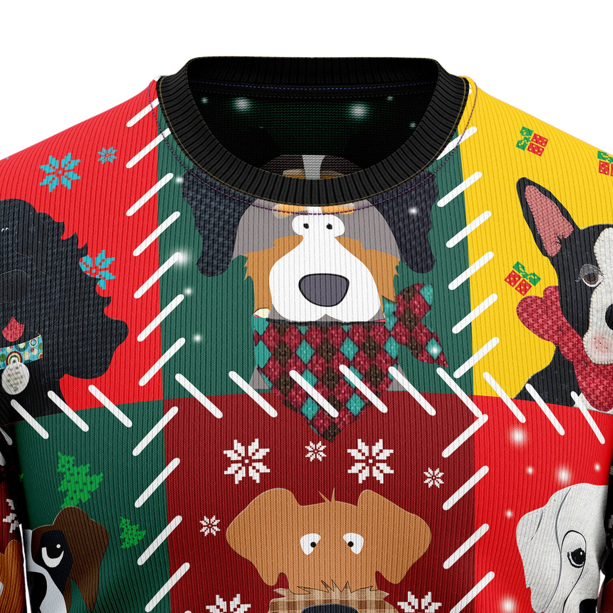 Dog Face Christmas Sweater - Funny Ugly Christmas Sweater for Men and Women, Unisex Holiday Party Outfit