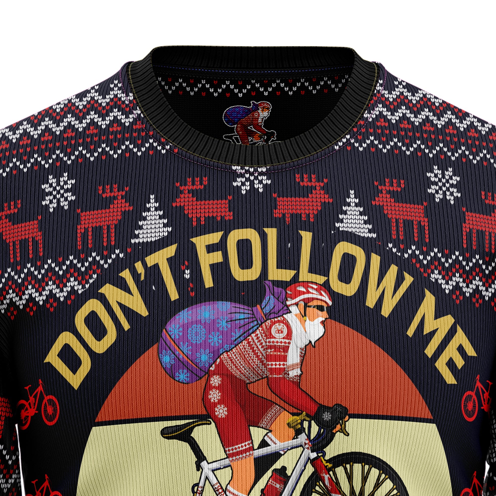 Satan Claus on Mountain Bike Ugly Christmas Sweater, Unisex Holiday Party Pullover, Funny Christmas Gift for Men Women