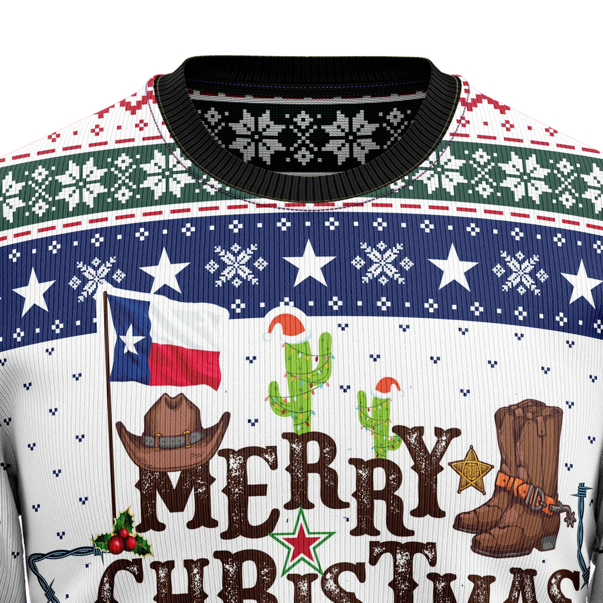 Texas Merry Christmas Ugly Sweater, Funny Western Christmas Sweater for Texans, Holiday Party Gift for Cowboys and Country Fans