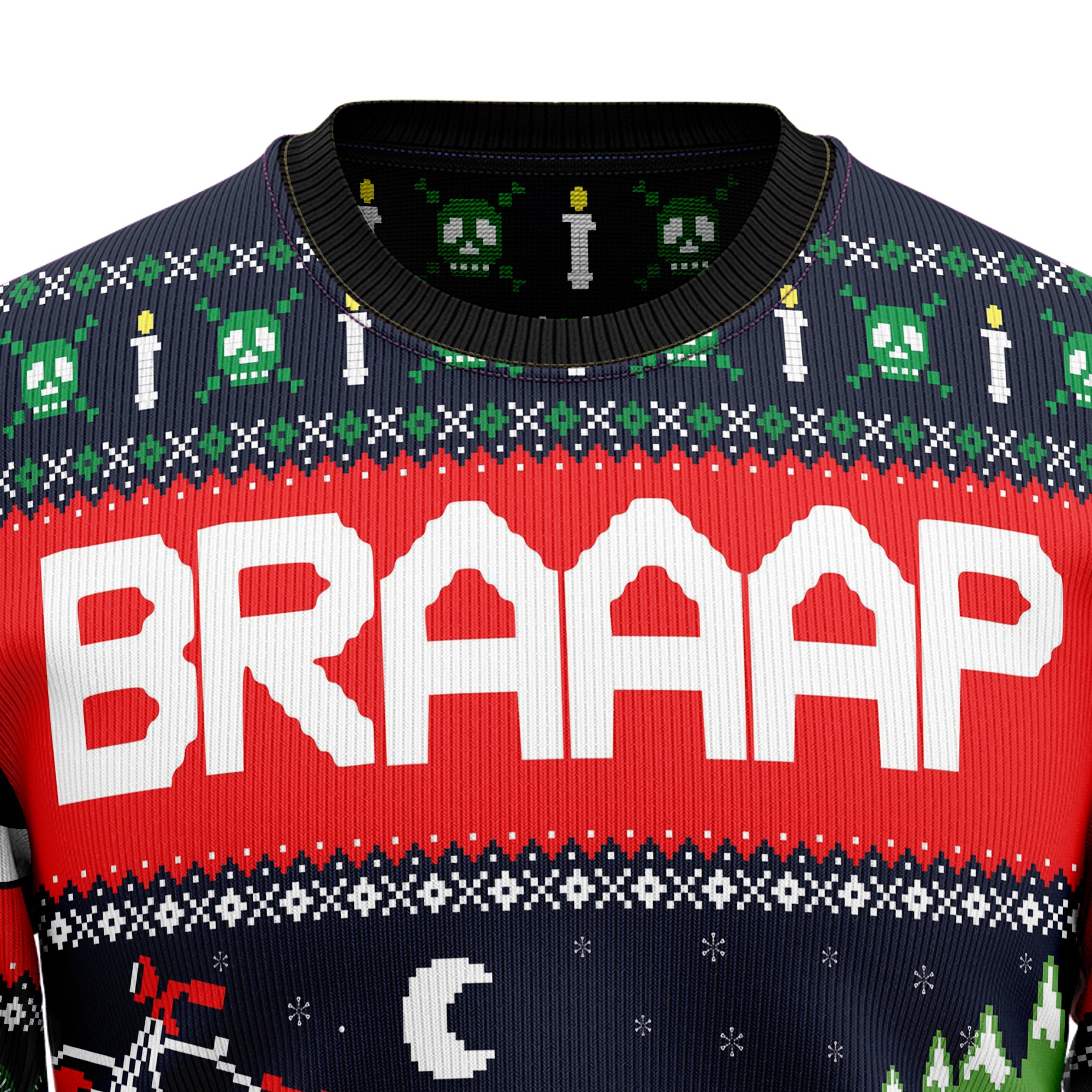 Motorbike Braaap Ugly Christmas Sweater, Motorcycle Christmas Sweater, Biker Holiday Sweater, Gift for Men Women