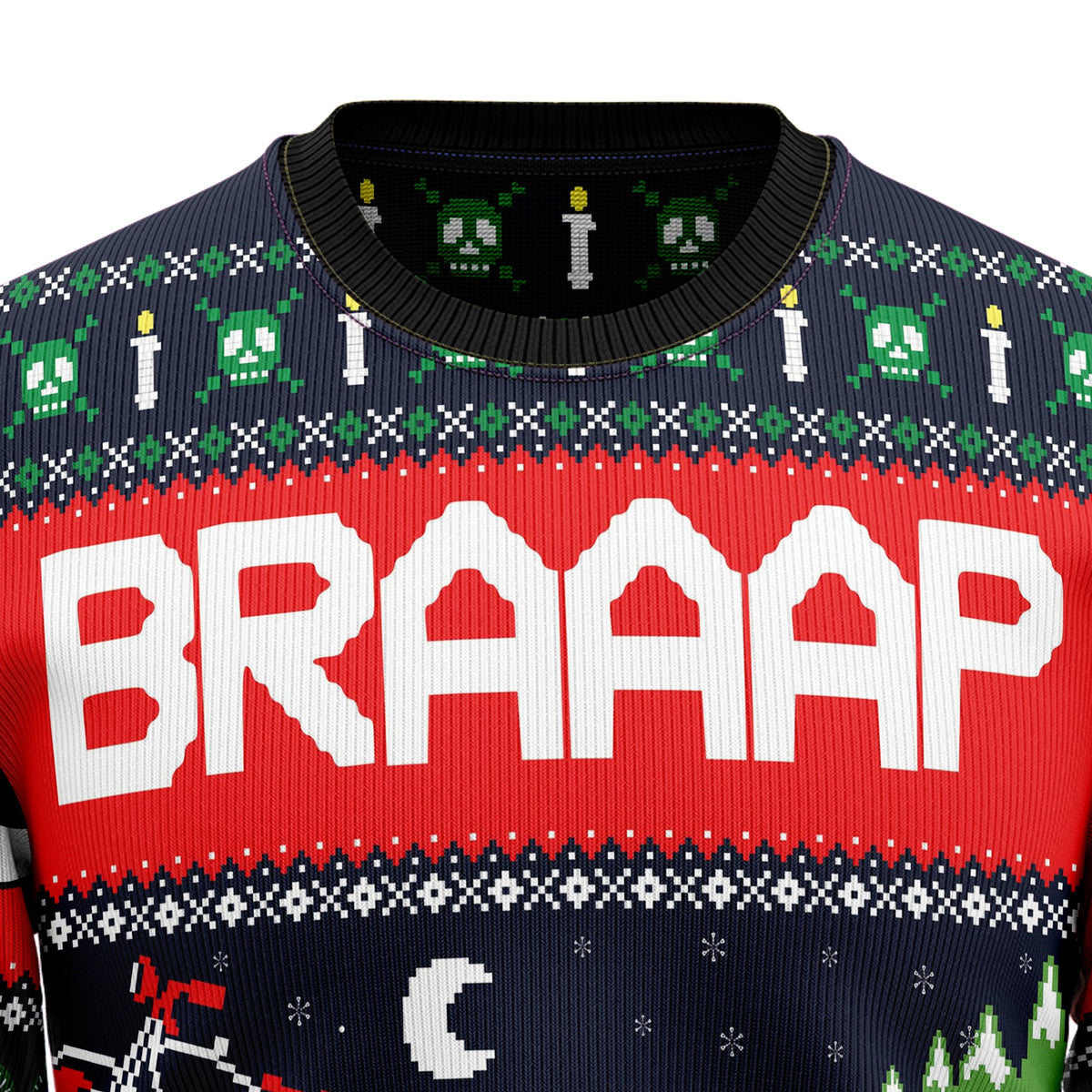 Motorbike Braaap Ugly Christmas Sweater, Motorcycle Christmas Sweater, Biker Holiday Sweater, Gift for Men Women