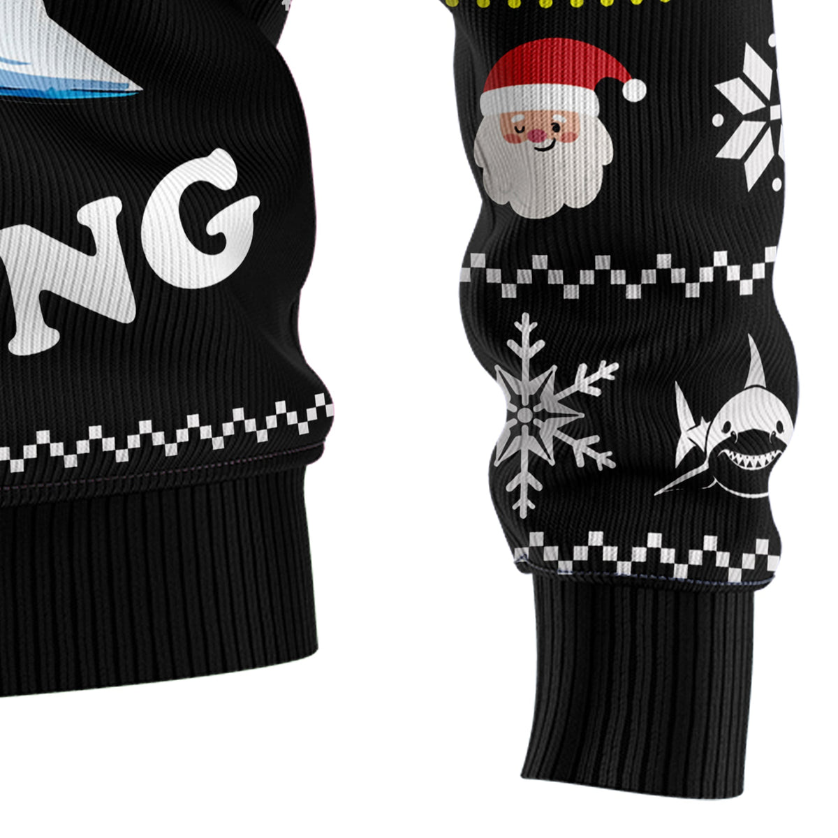 Santa Jaws Shark Christmas Sweater - Funny Ugly Christmas Sweater for Men and Women, Unisex Holiday Party Outfit