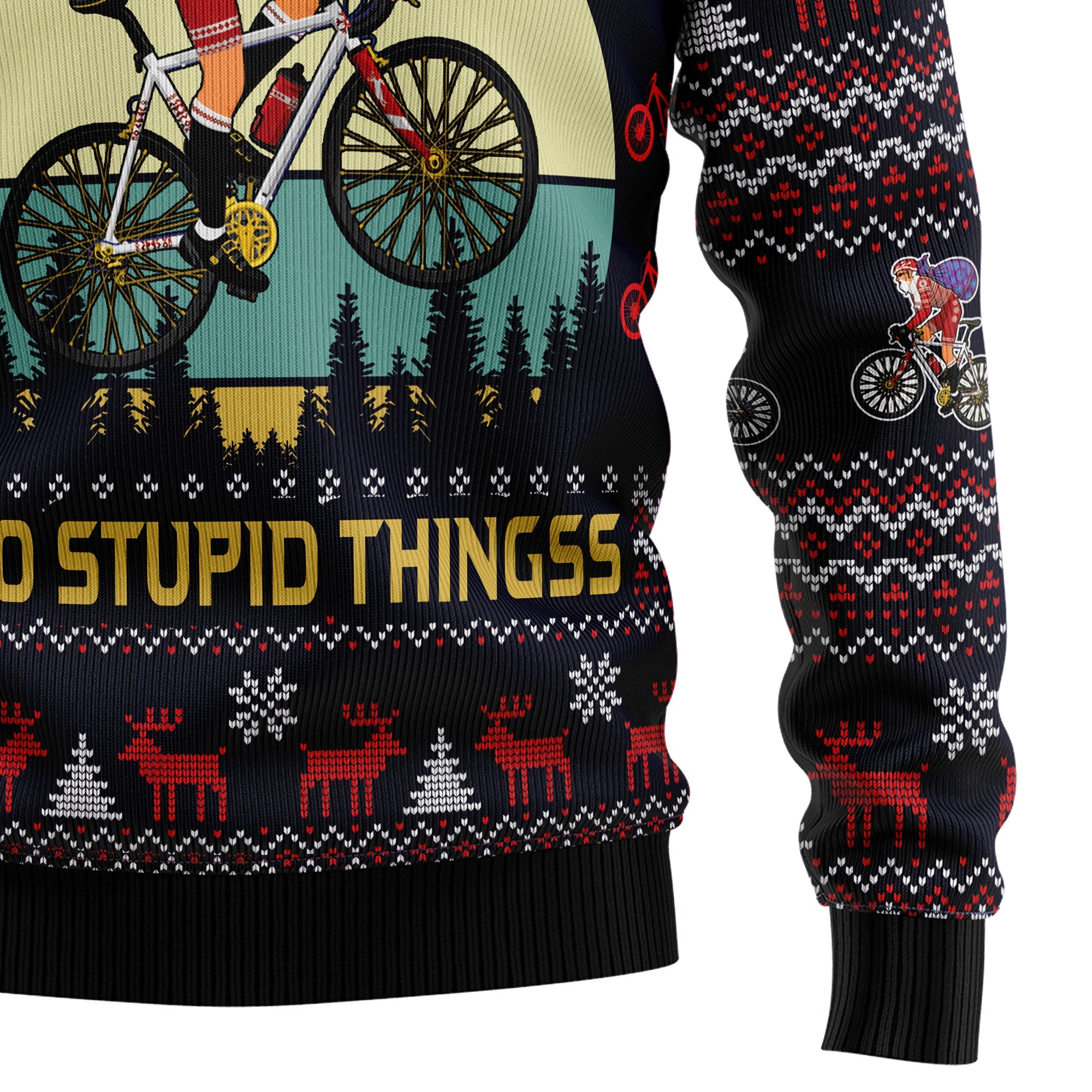 Satan Claus on Mountain Bike Ugly Christmas Sweater, Unisex Holiday Party Pullover, Funny Christmas Gift for Men Women
