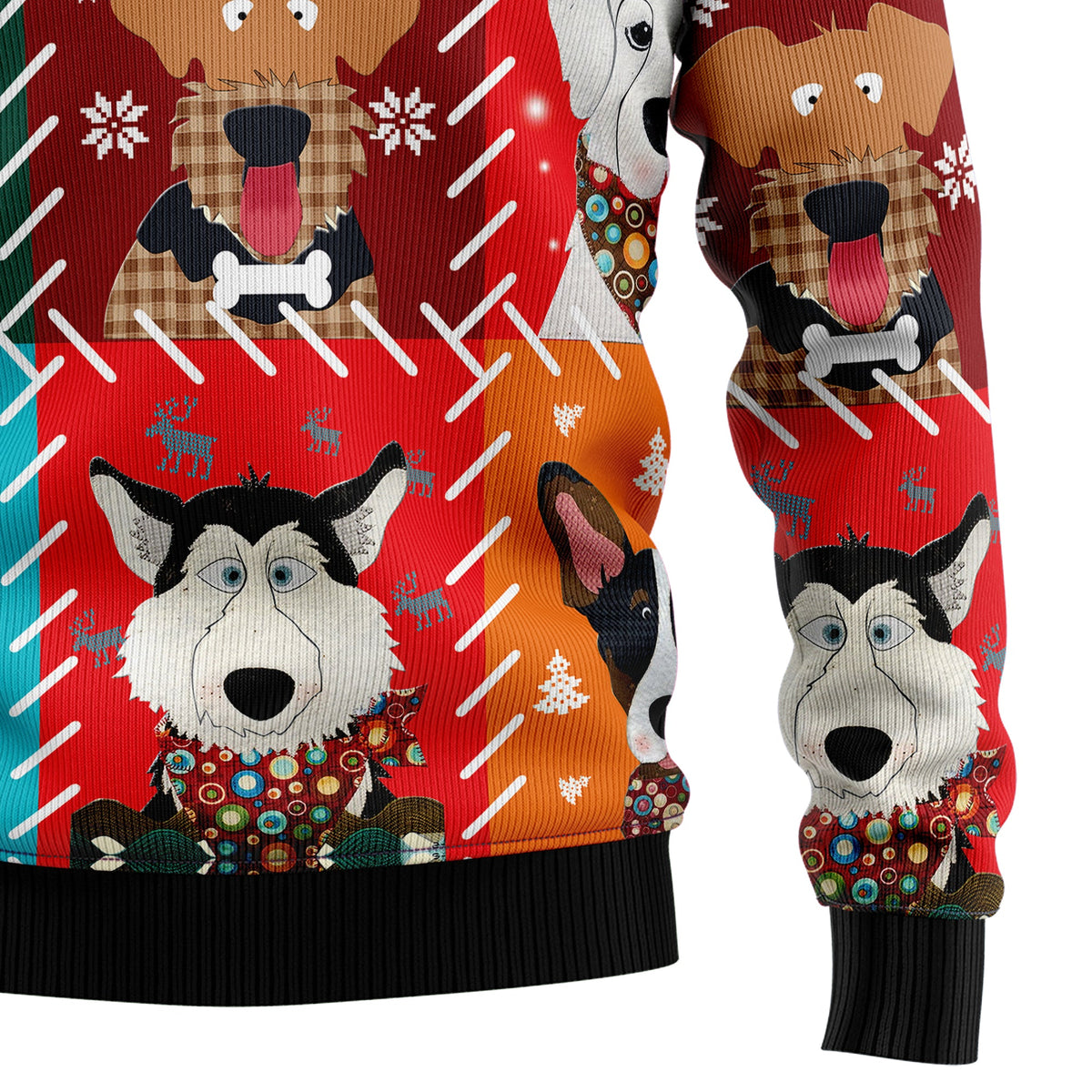 Dog Face Christmas Sweater - Funny Ugly Christmas Sweater for Men and Women, Unisex Holiday Party Outfit