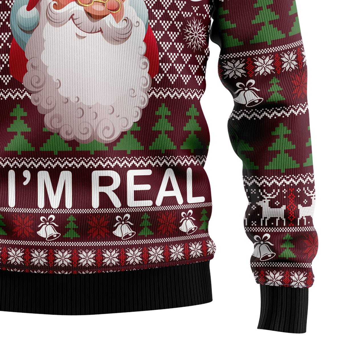 Ask Your Mom If I Am Real Santa Sweater - Funny Ugly Christmas Sweater for Men and Women, Unisex Holiday Party Outfit