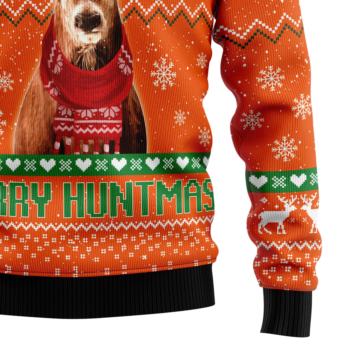 Deer Merry Huntmas Christmas Sweater - Funny Ugly Christmas Sweater for Men and Women, Unisex Holiday Party Outfit