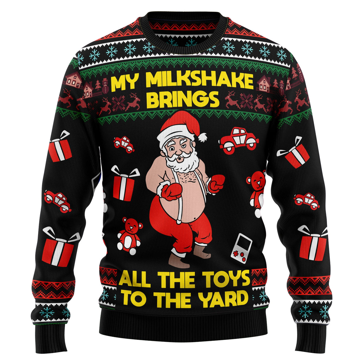 My Milkshake Brings Christmas Ugly Sweater, Funny Holiday Sweater for Adults, Cute Christmas Party Gift for Friends and Family