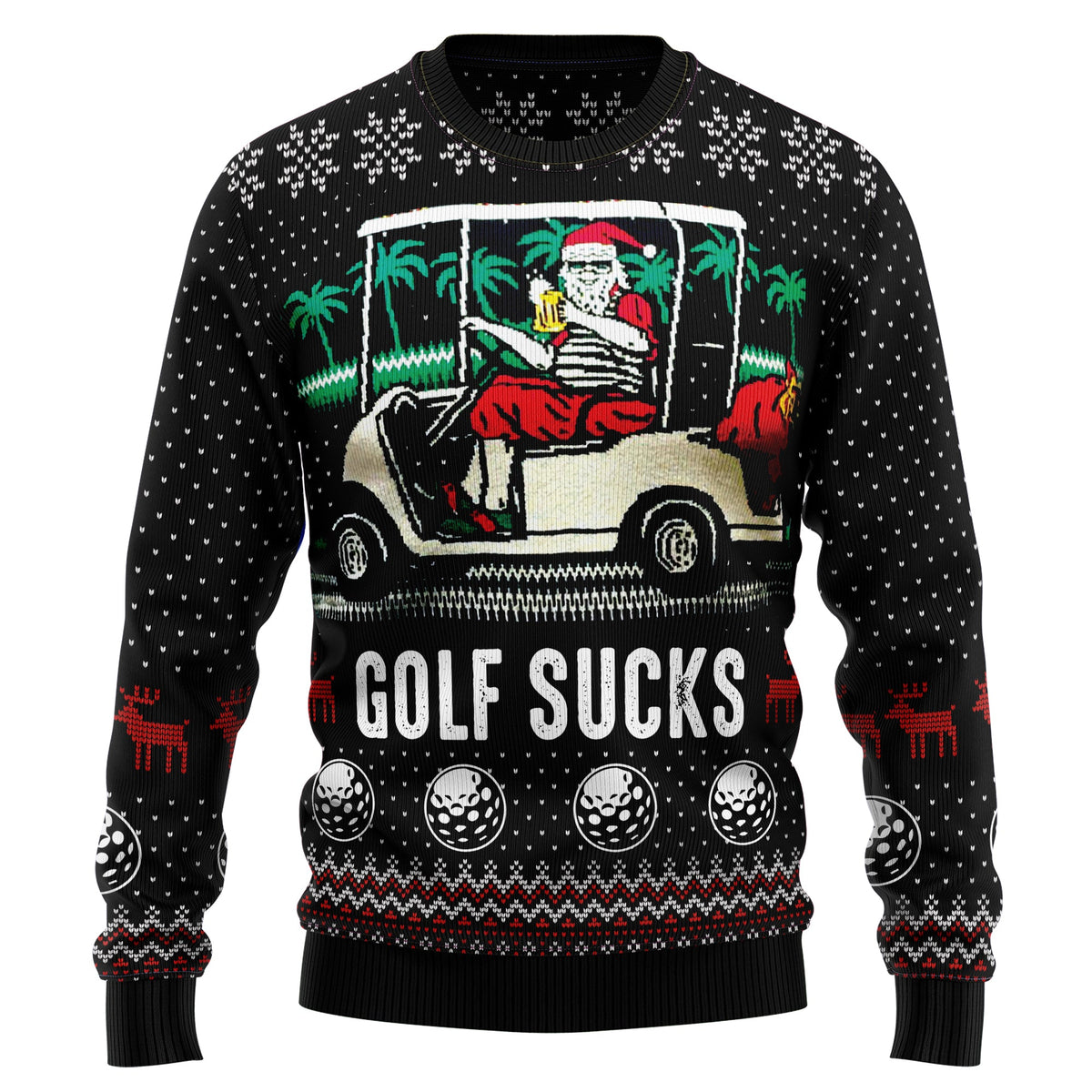 Golf Sucks Christmas Sweater - Funny Ugly Christmas Sweater for Men and Women, Unisex Holiday Party Outfit