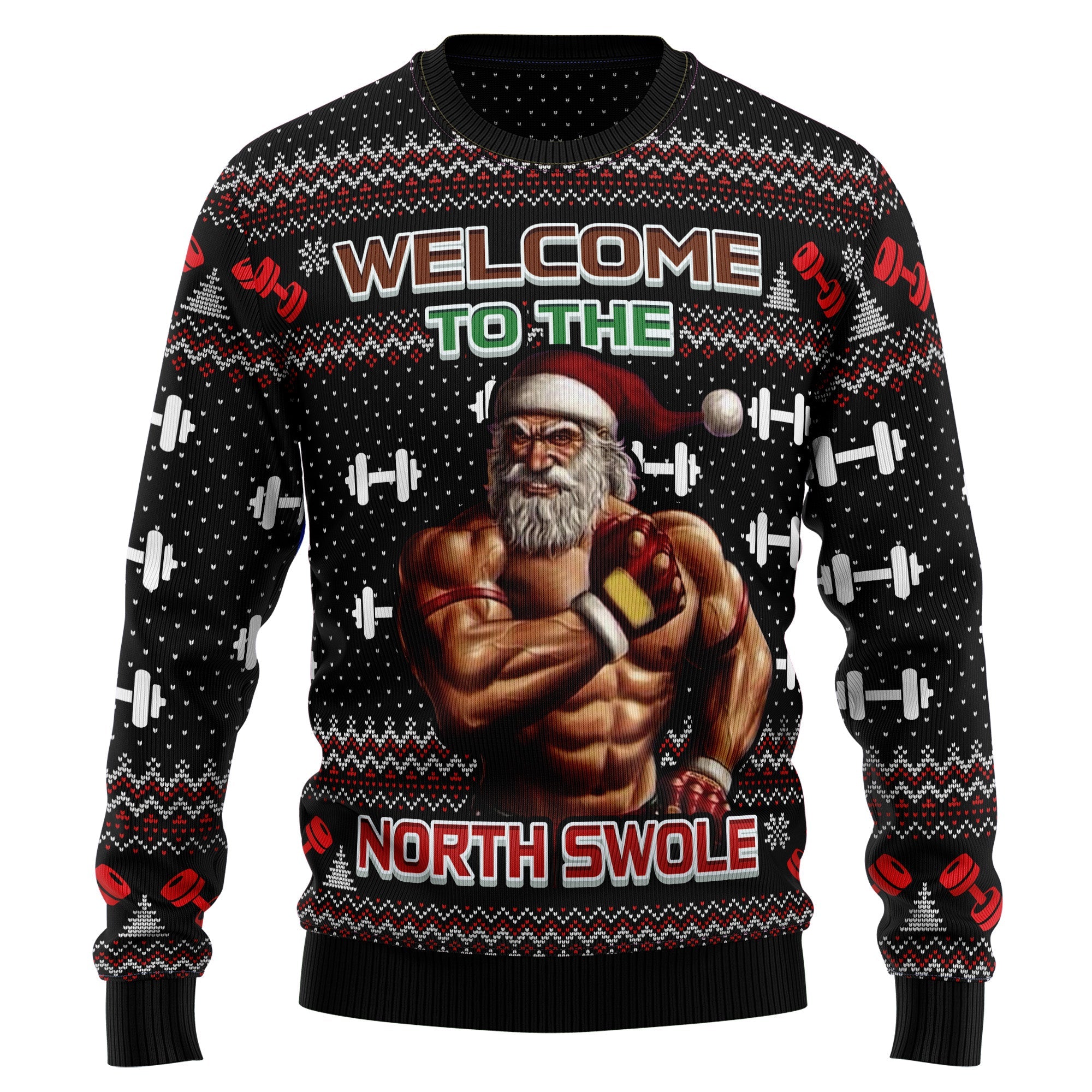 Welcome To The North Swole Ugly Christmas Sweater - Unisex Holiday Party Pullover, Funny Christmas Gift for Men Women
