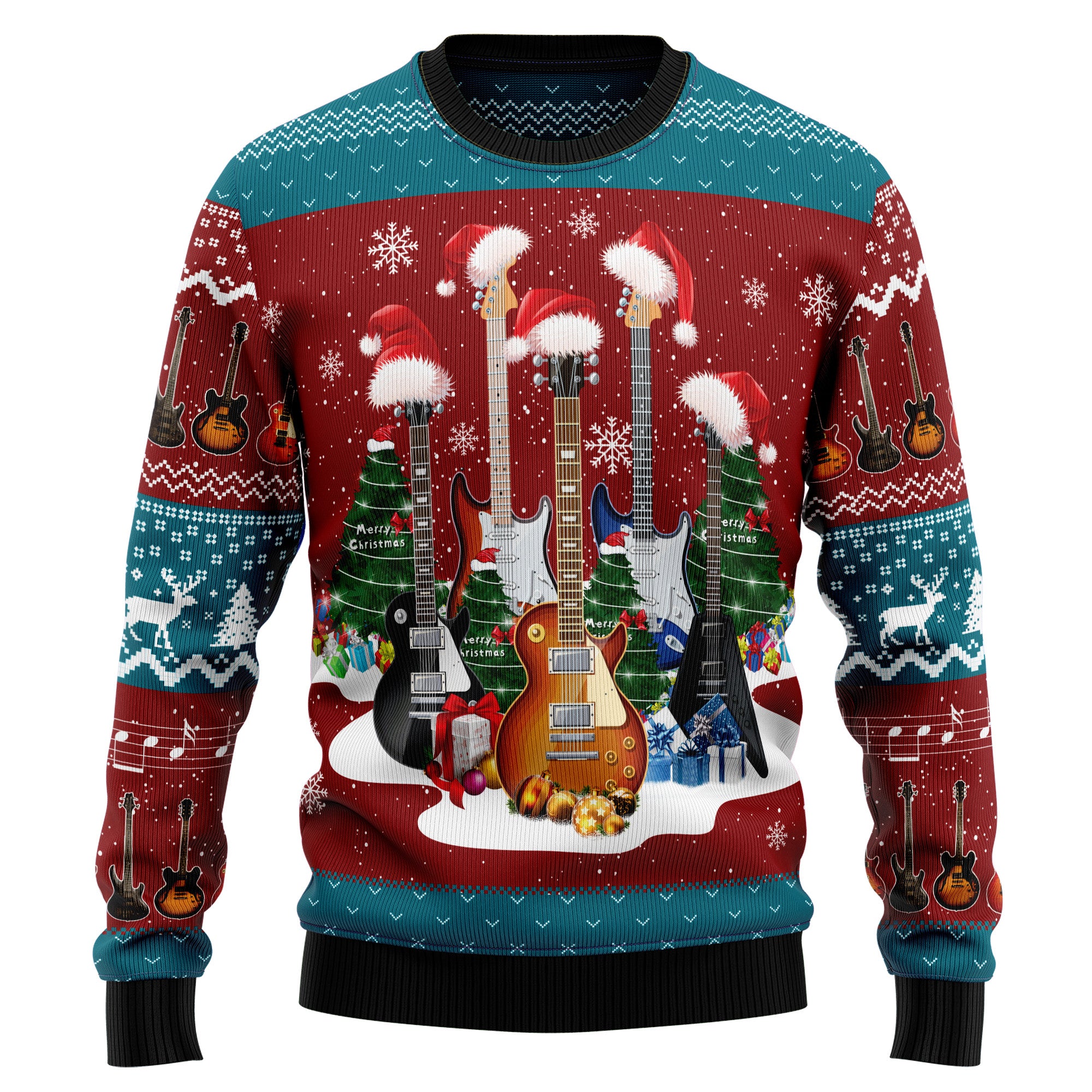Guitar Christmas Ugly Christmas Sweater, Music Christmas Sweater, Guitar Player Holiday Gift for Men Women