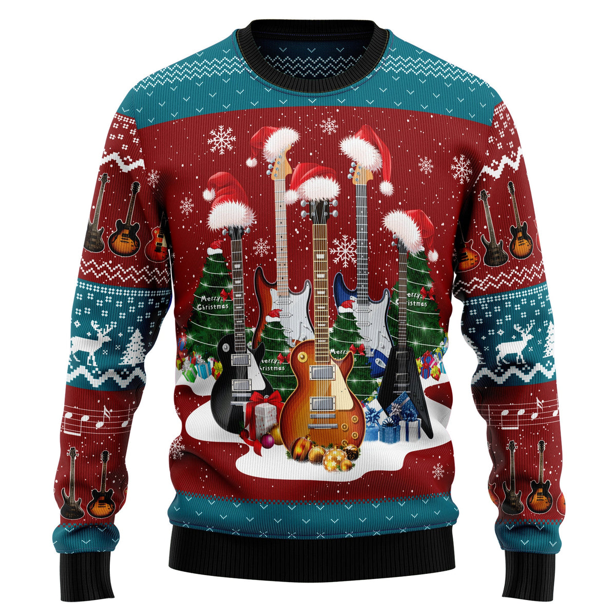 Guitar Christmas Ugly Christmas Sweater, Music Christmas Sweater, Guitar Player Holiday Gift for Men Women