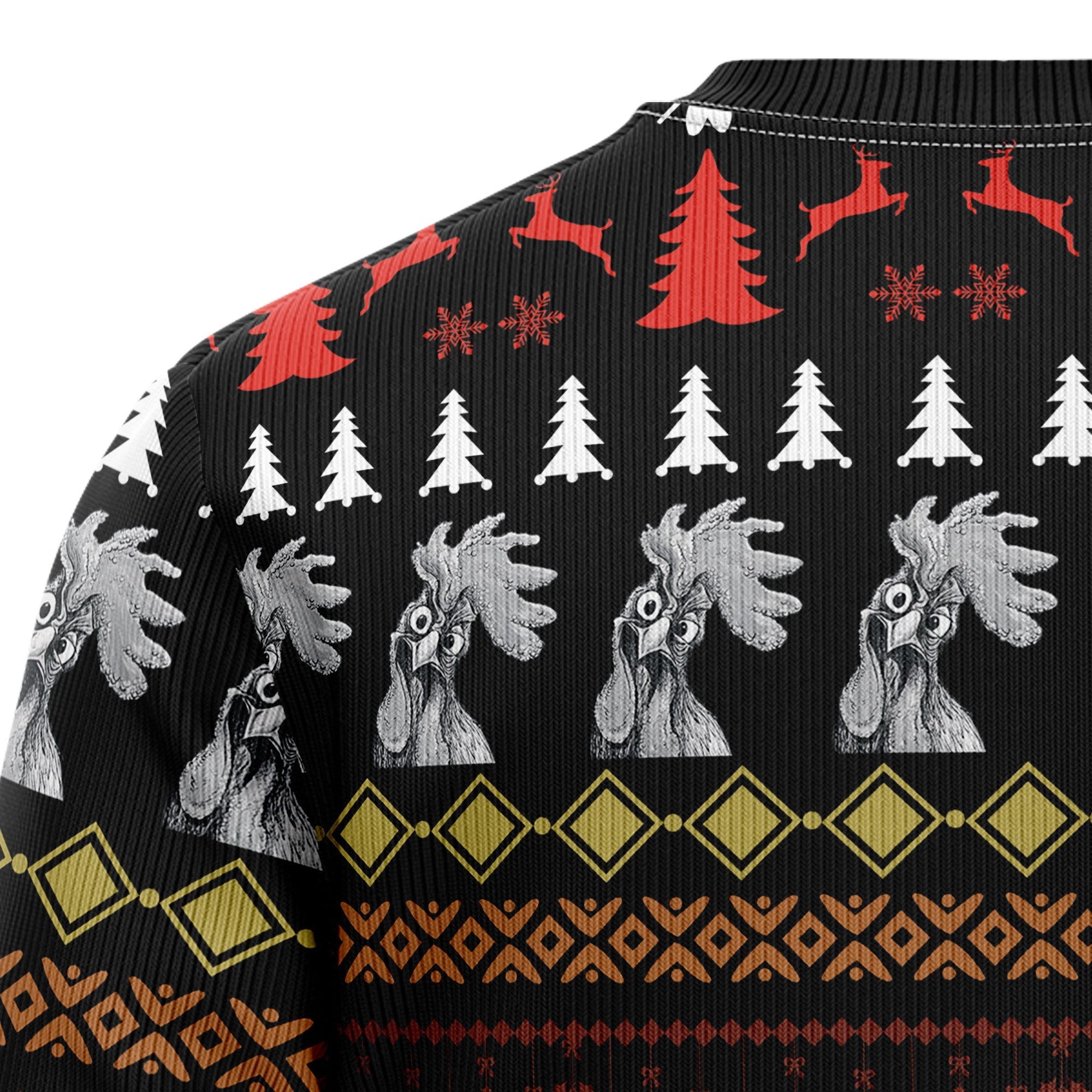 Funny Chicken Ugly Christmas Sweater - Stop Looking At My Cock - Holiday Party Outfit for Men Women, Funny Xmas Gift