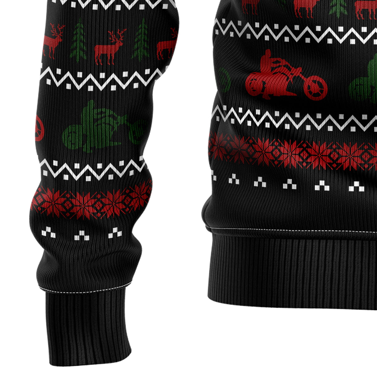 Santa Born To Ride Christmas Sweater - Funny Ugly Christmas Sweater for Men and Women, Unisex Holiday Party Outfit