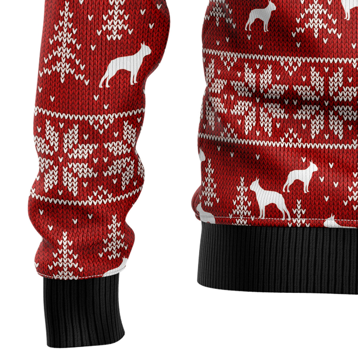 Boston Terrier Christmas Sweater - Funny Ugly Christmas Sweater for Men and Women, Unisex Holiday Party Outfit